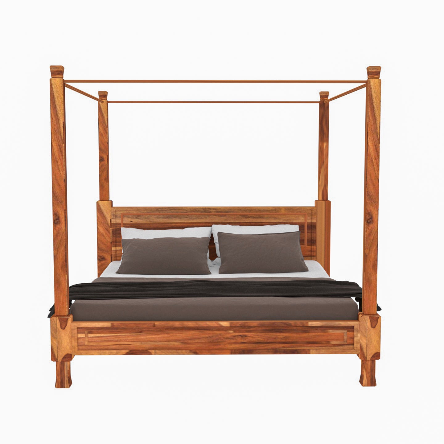 Classic Heritage Look Long Pillar Roof Wooden Vintage Bed Bed