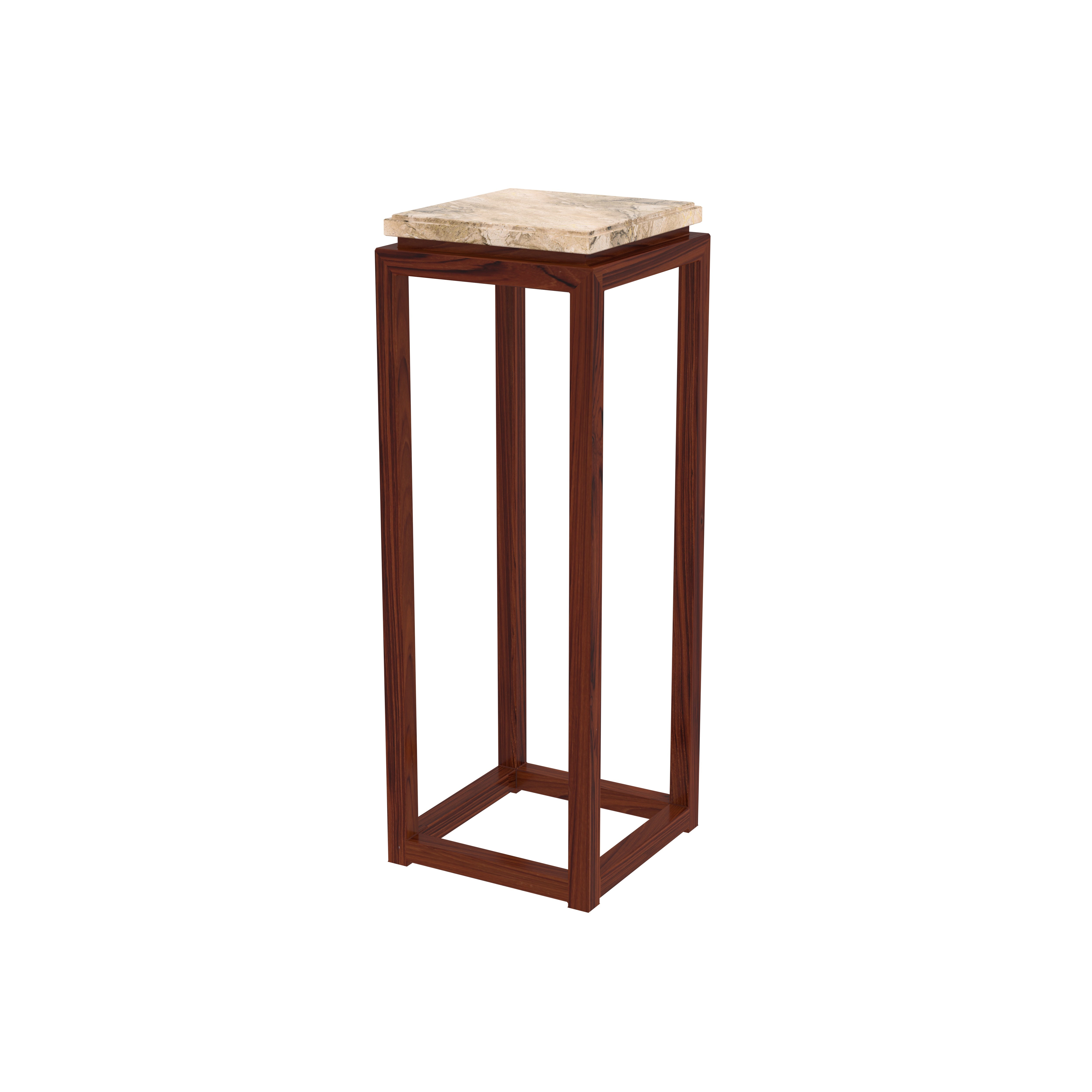 Tall Minimalist Pedestal with Contrasting Top End Table