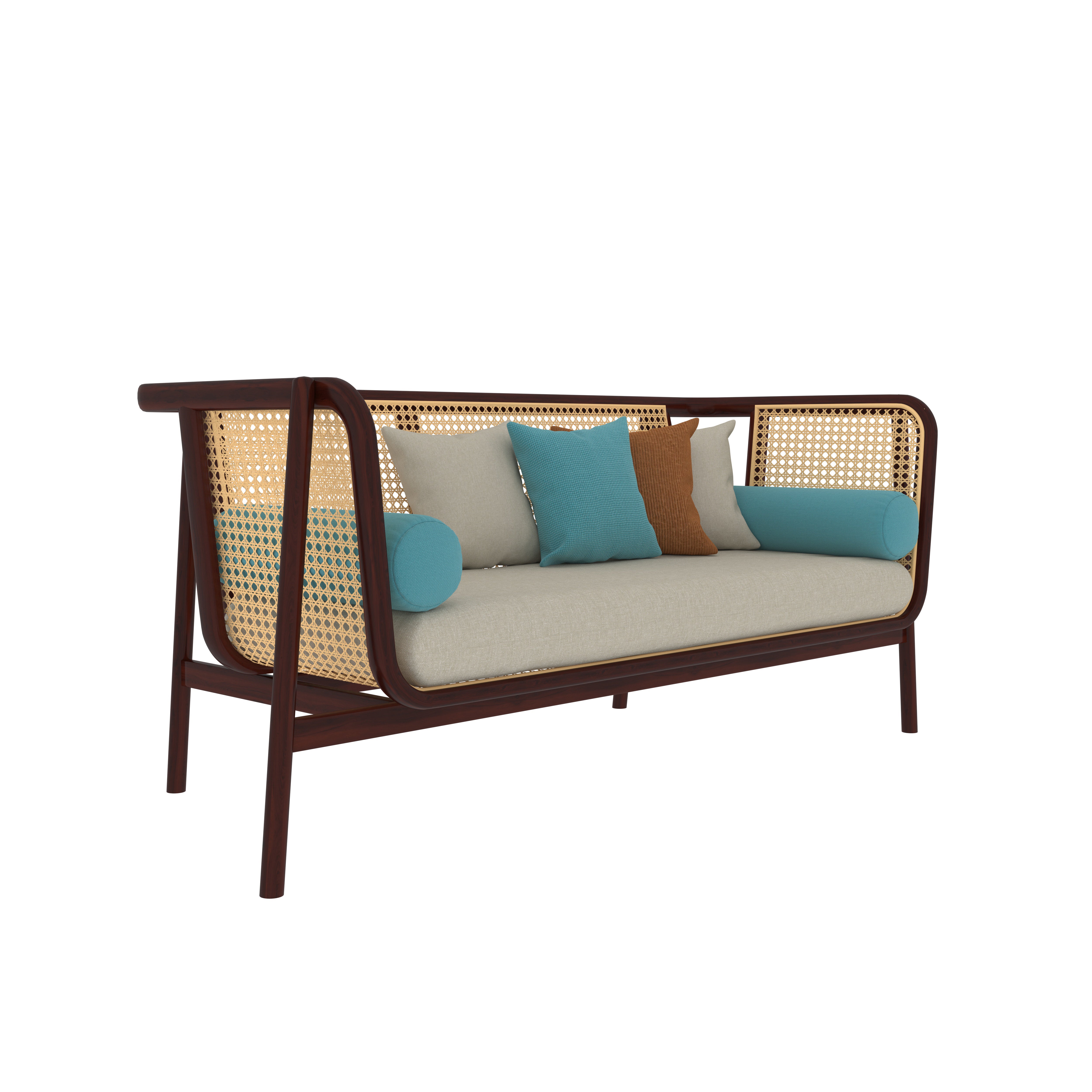 Floral Versatile Finished Handmade Vintage Wooden Sofa Sofa