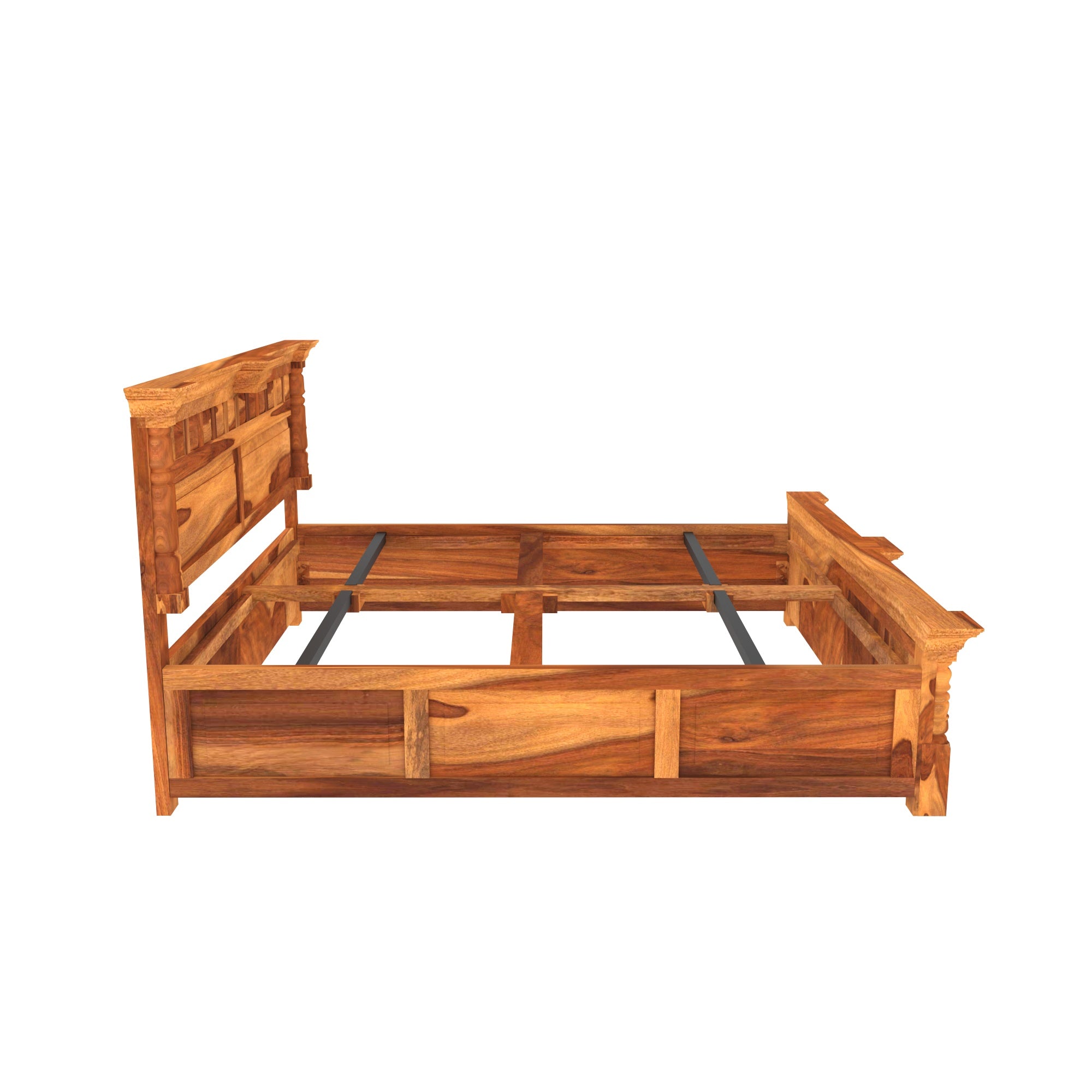 Solid Wood Bed in Light Brown Finish (Sheesham wood) Bed