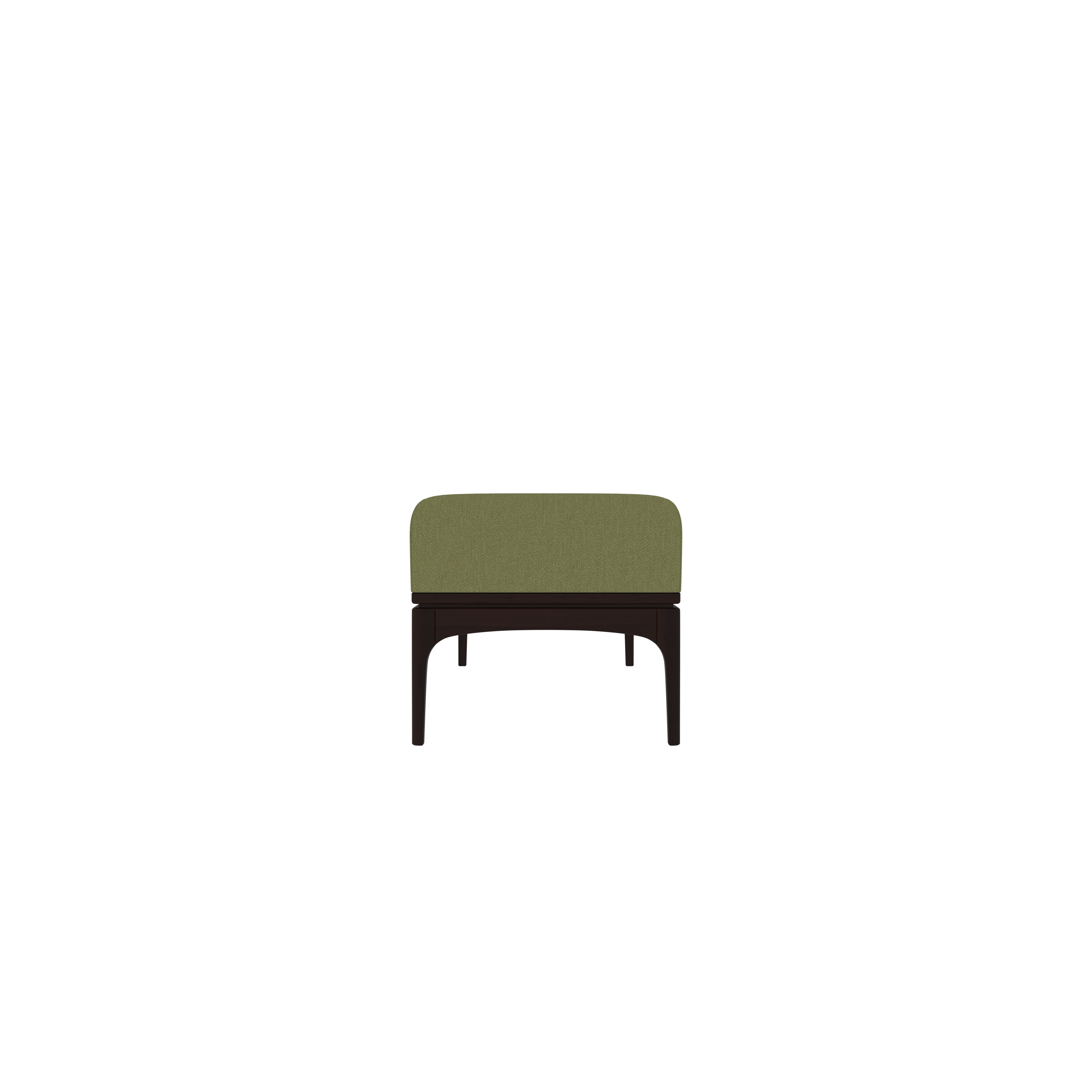 Modern Olive Green Upholstered Bench with Sleek Dark Wood Frame Bench