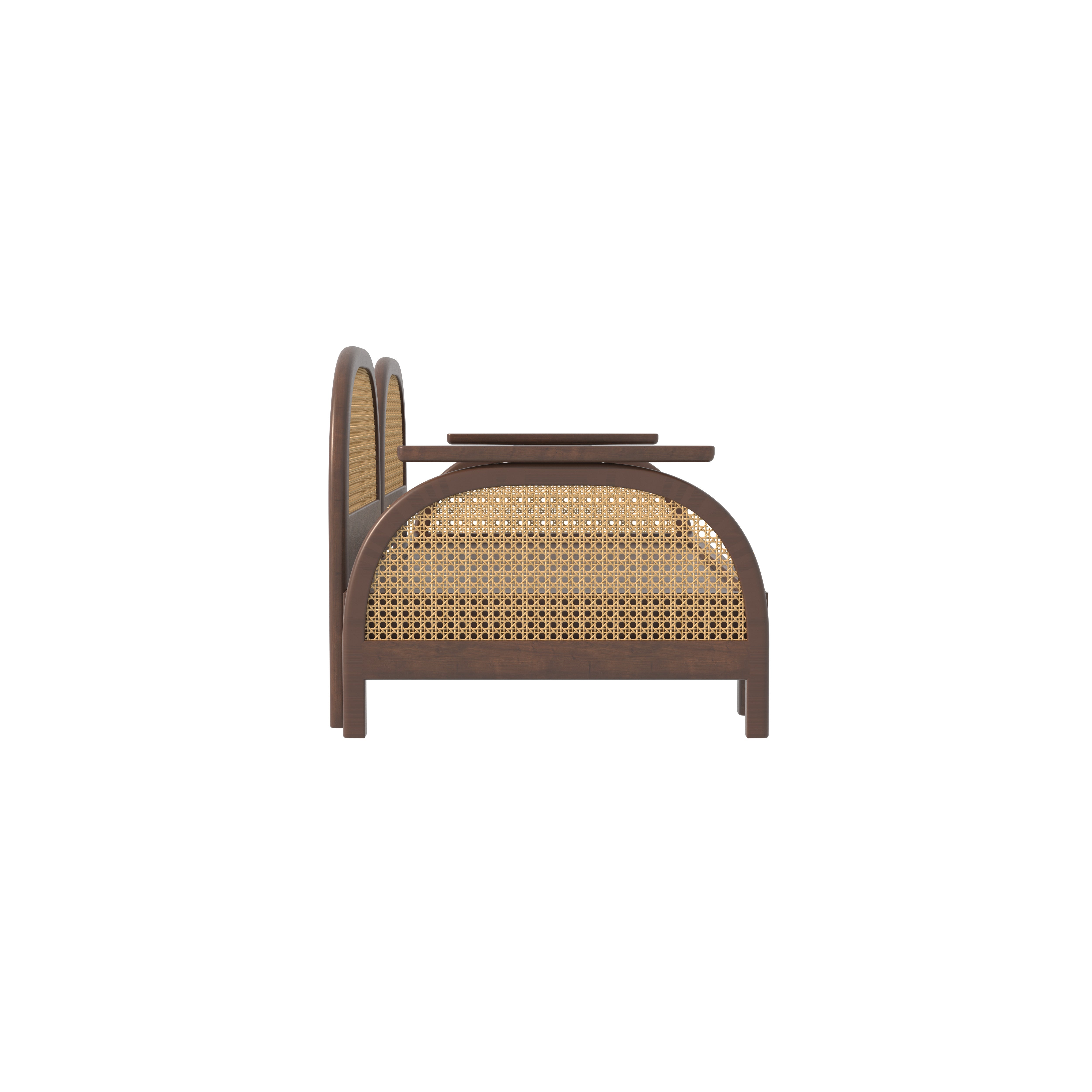 Luxury Cane-Inspired Day Bed with Curved Backrests and Extended Lounging Design Sofa cum bed