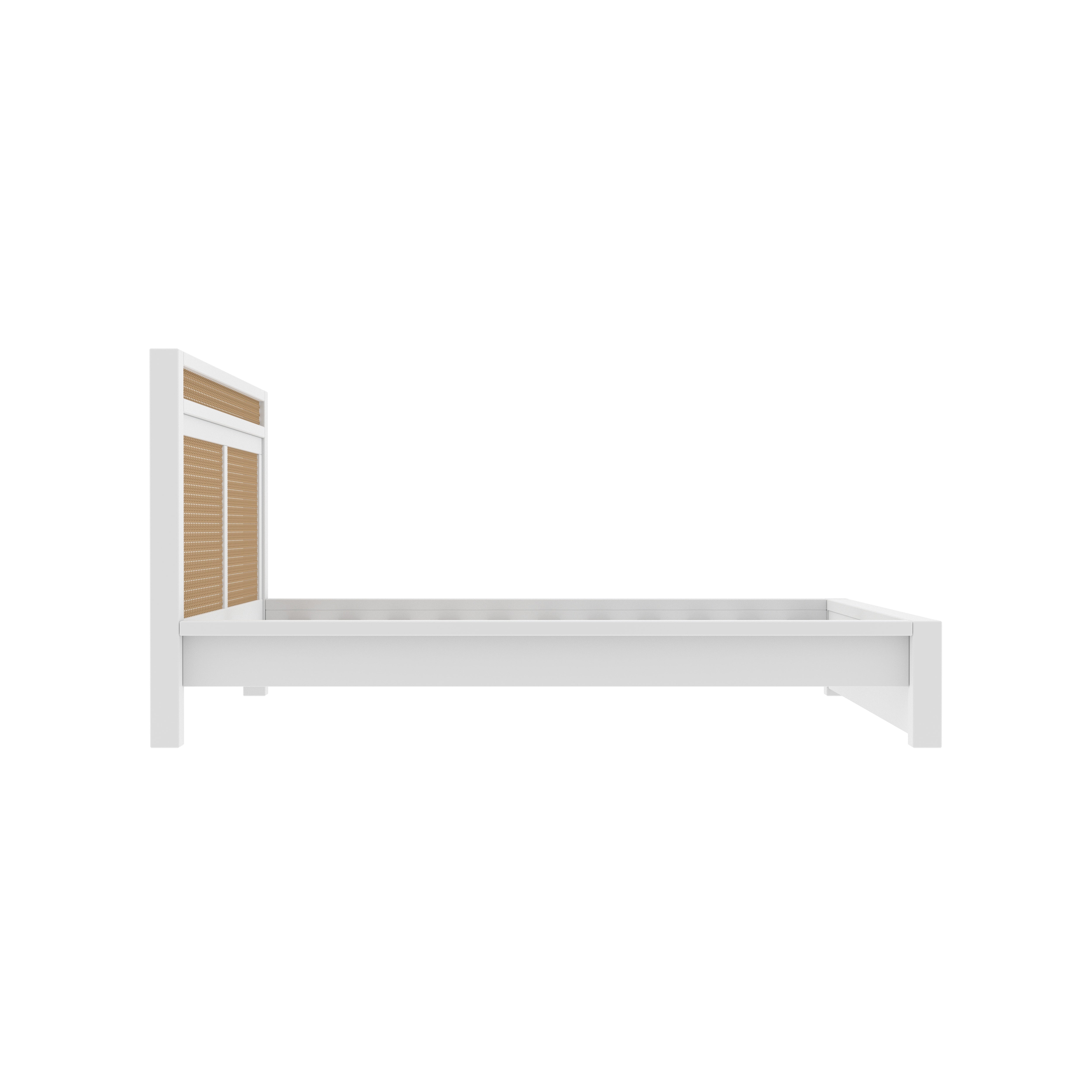 Barcelona Modern Bed with Multi-Panel Cane Headboard Bed