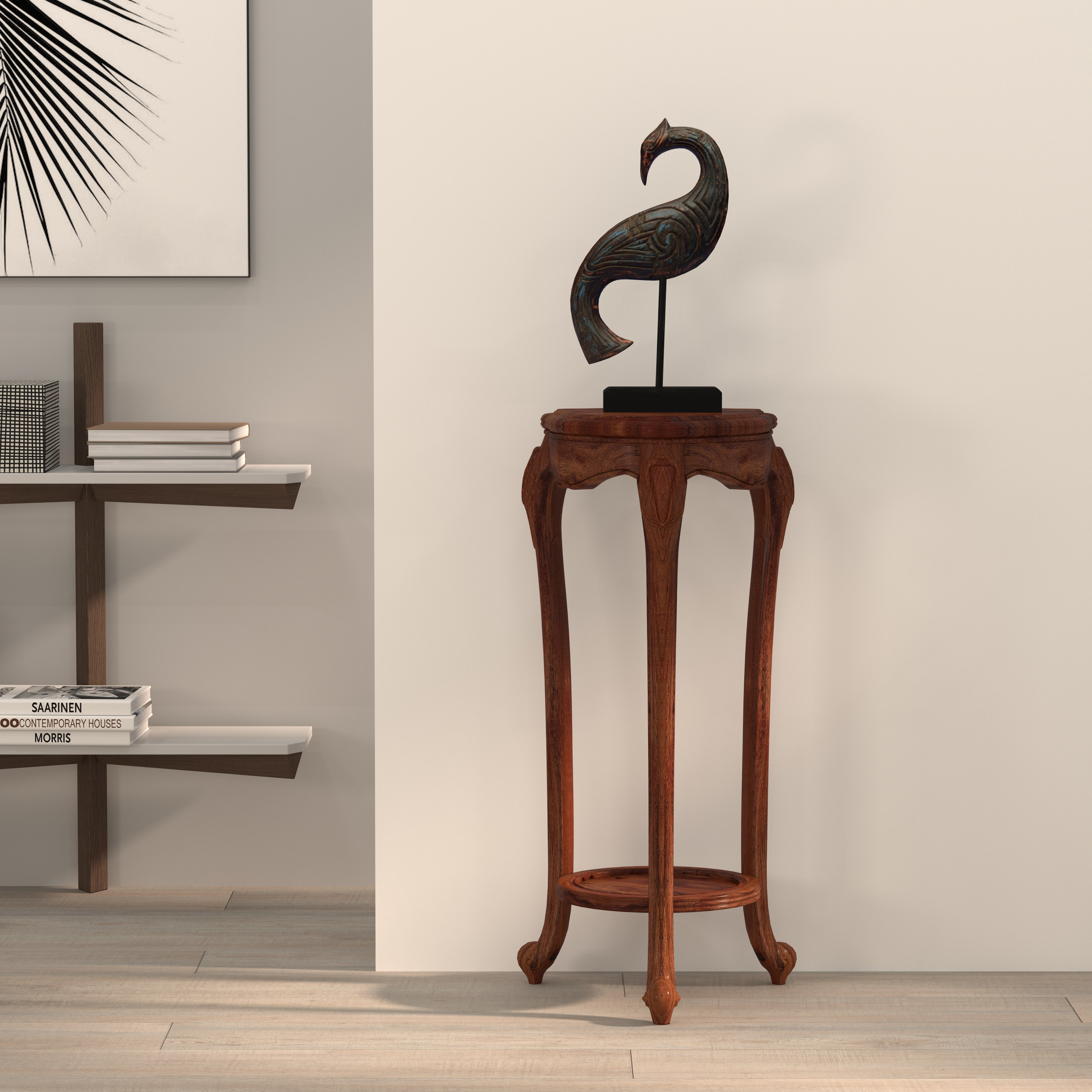 Aurevielle European Luxury Pedestal Cabinet with Sculpted Wooden Base and Decorative Display Stand End Table