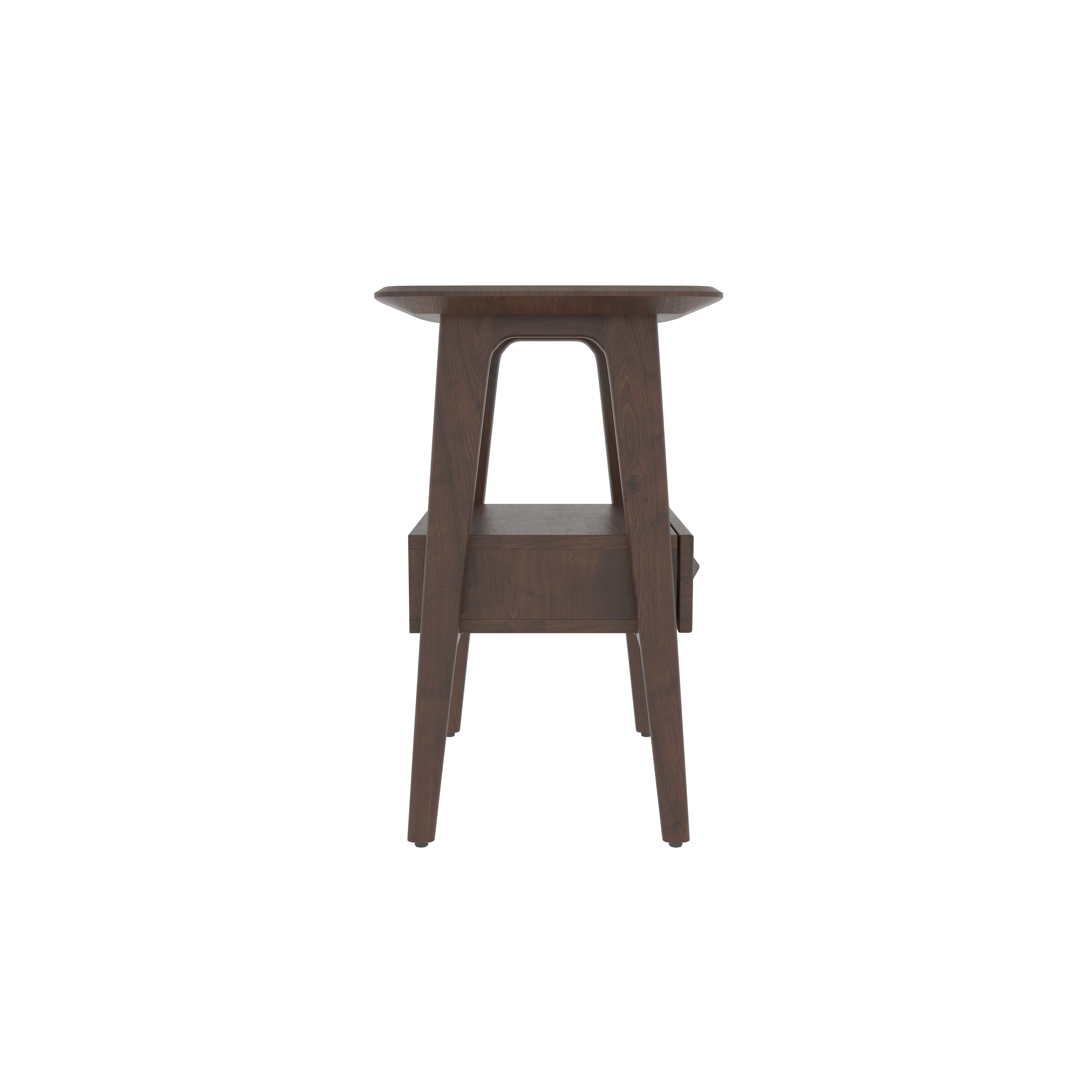 Compact Solid Wood Nightstand with Rounded Top Bedside