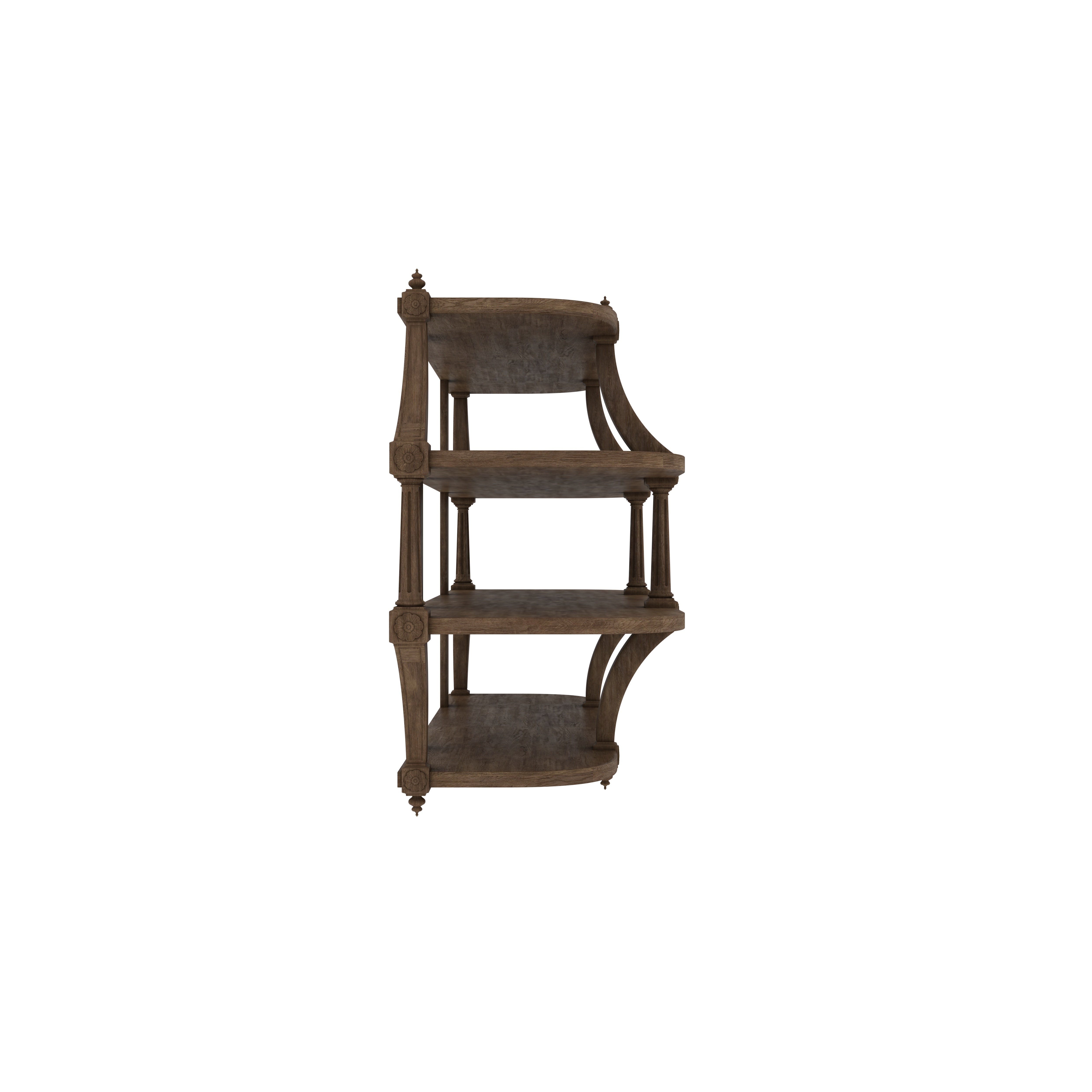 Vintage Curved Wooden Wall Shelf – 4-Tier Open Storage Unit Wall Rack