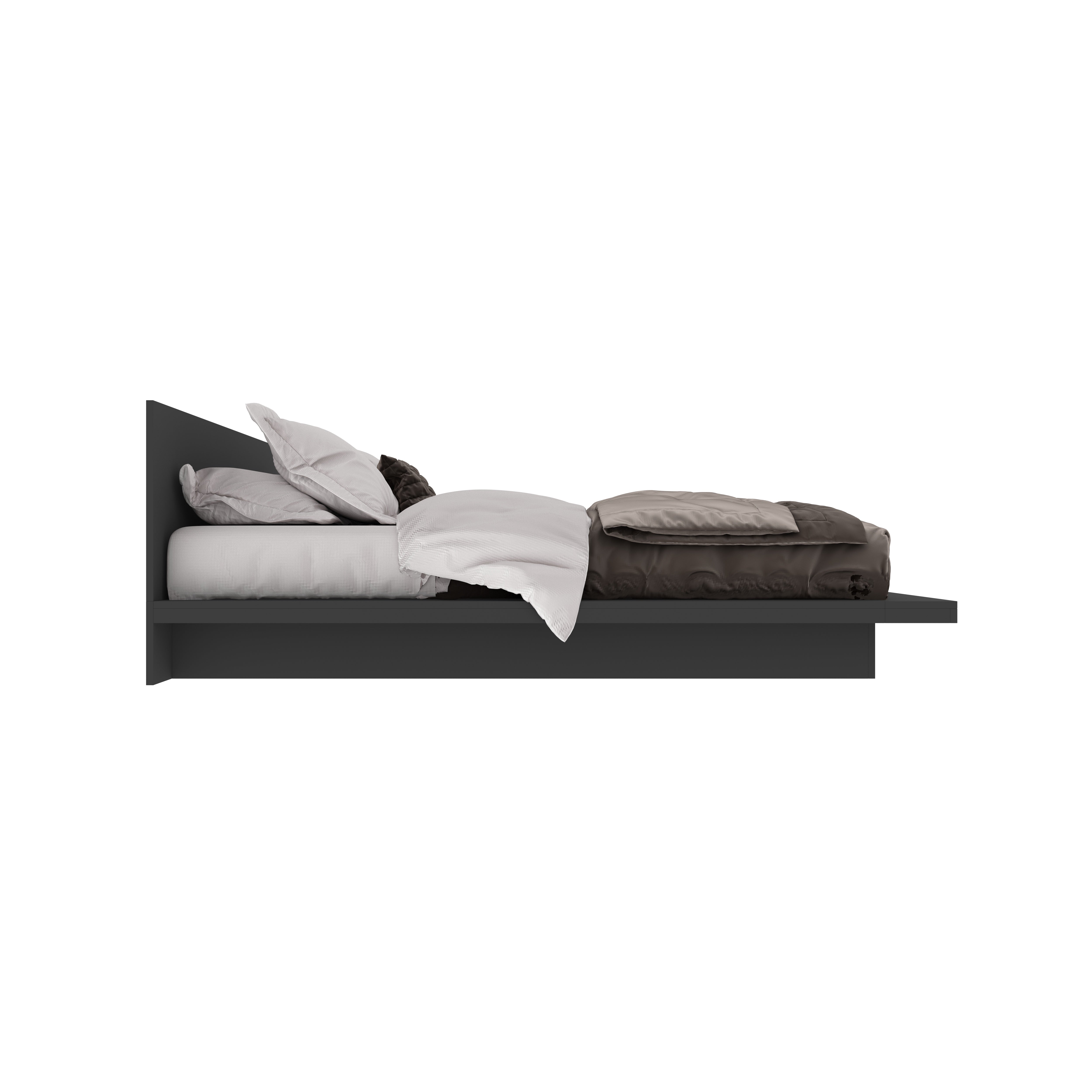 Sleek Modern Platform Bed with Cushioned Headboard – King Size Comfort Bed