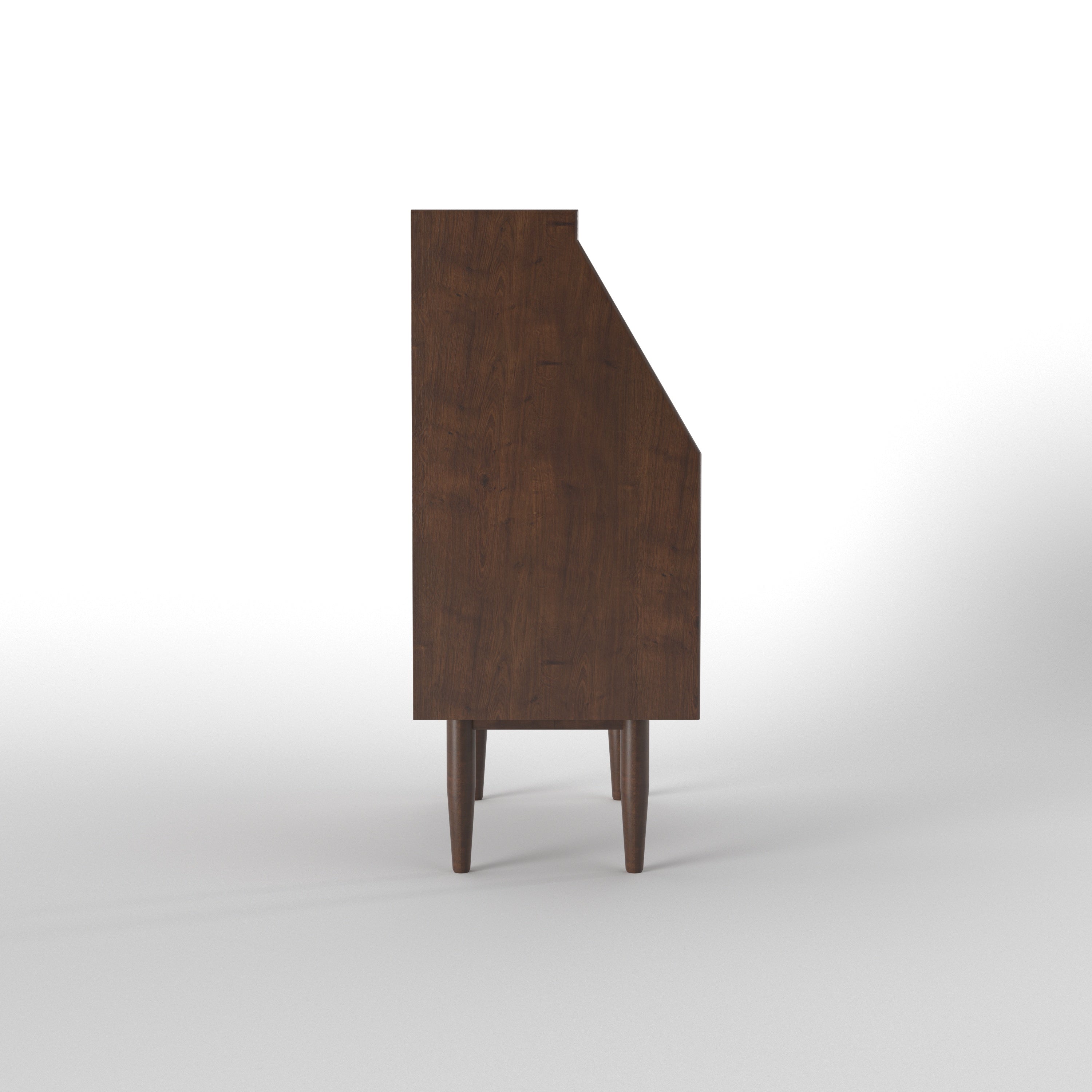 Secretary Desk with Top Display Shelf & Five-Drawer Storage - Espresso Study Table