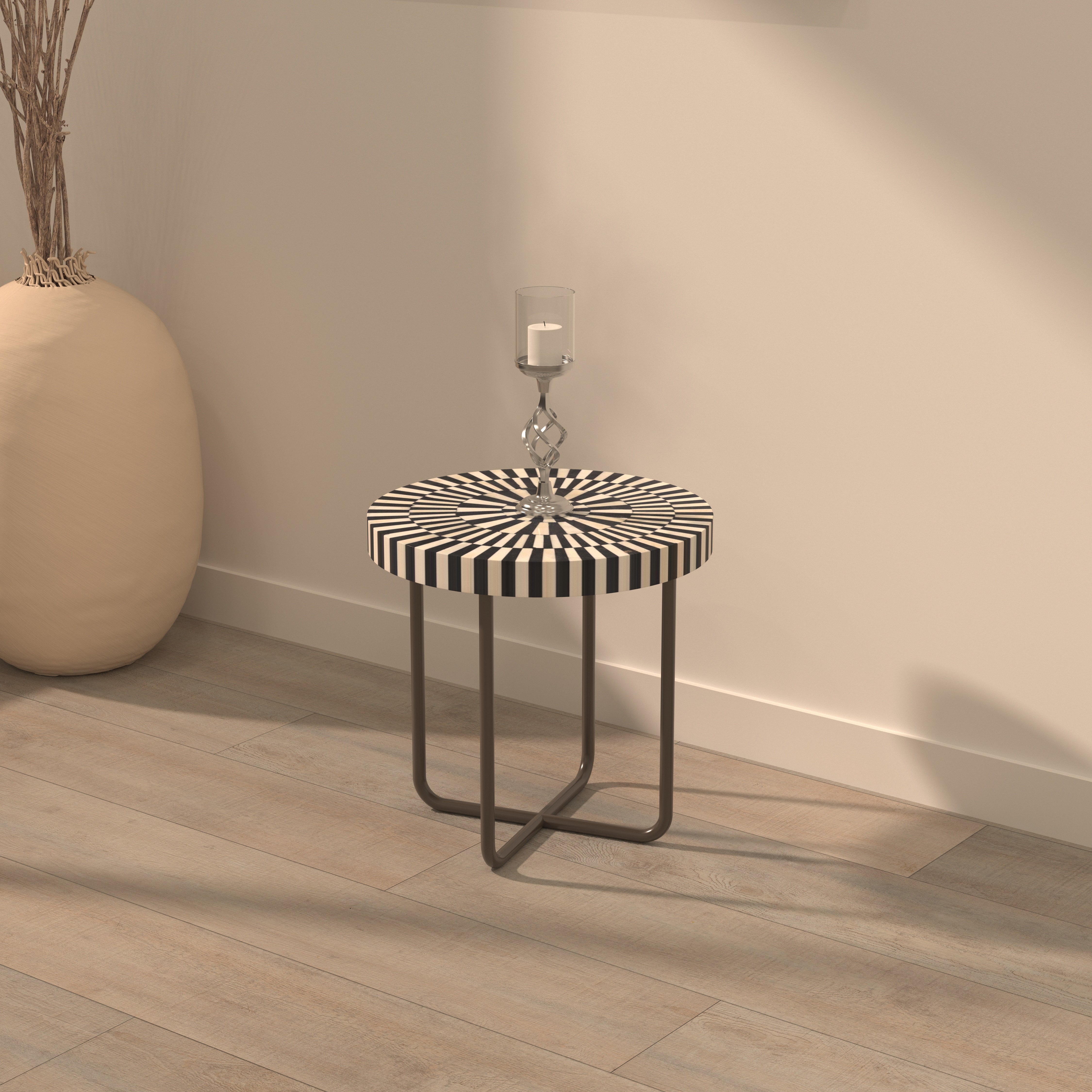 Optical Illusion Side Table - Hand-Painted 3D Design End Table