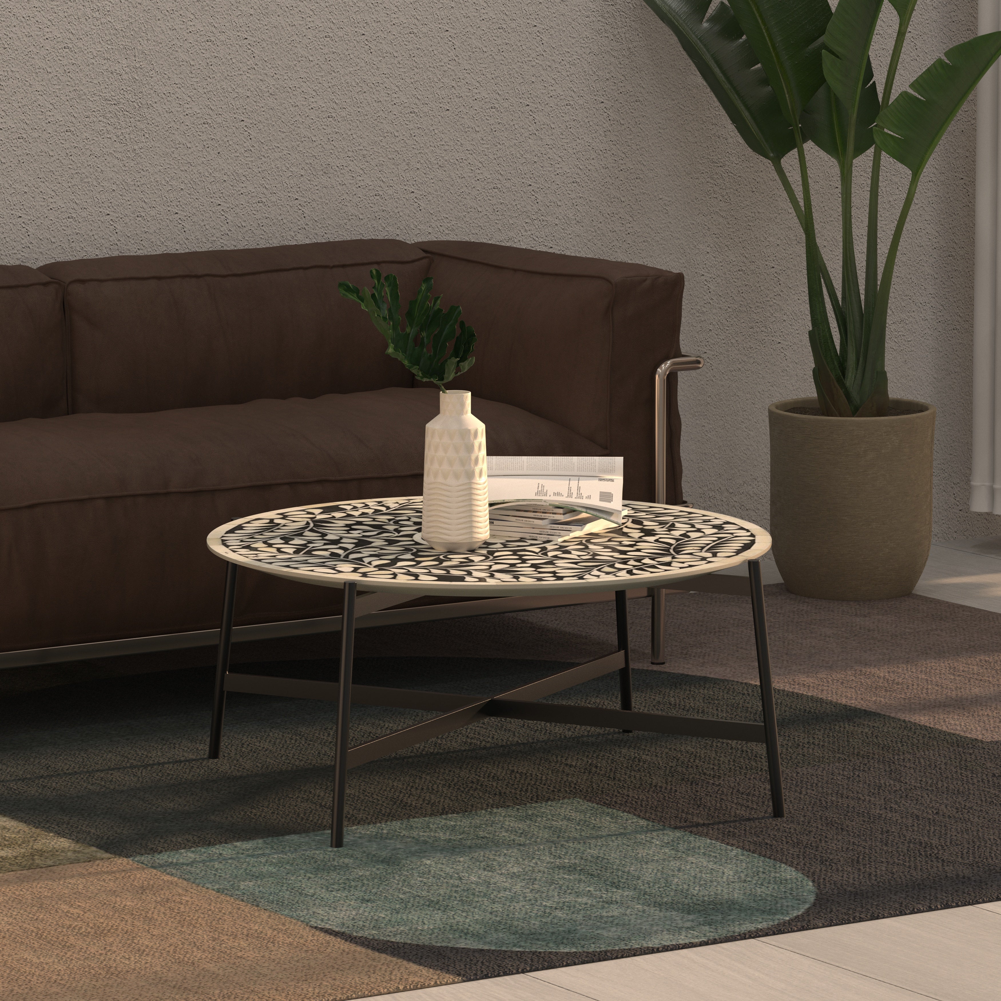 Floral Arabesque Coffee Table - Heritage Painting Art Coffee Table