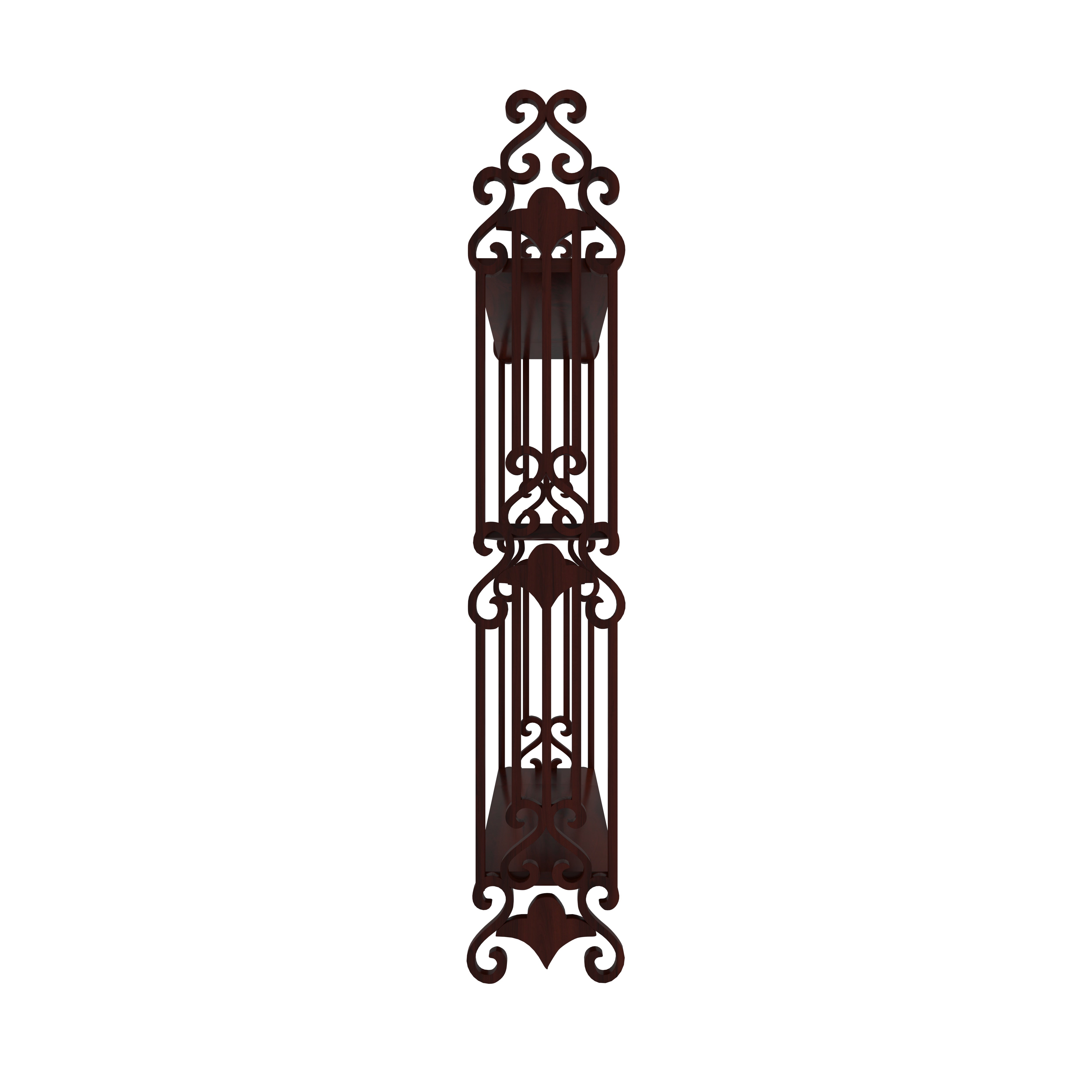 Vintage Wooden Wall Shelf with Ornate Side Frames – 2-Tier Display Wall Rack