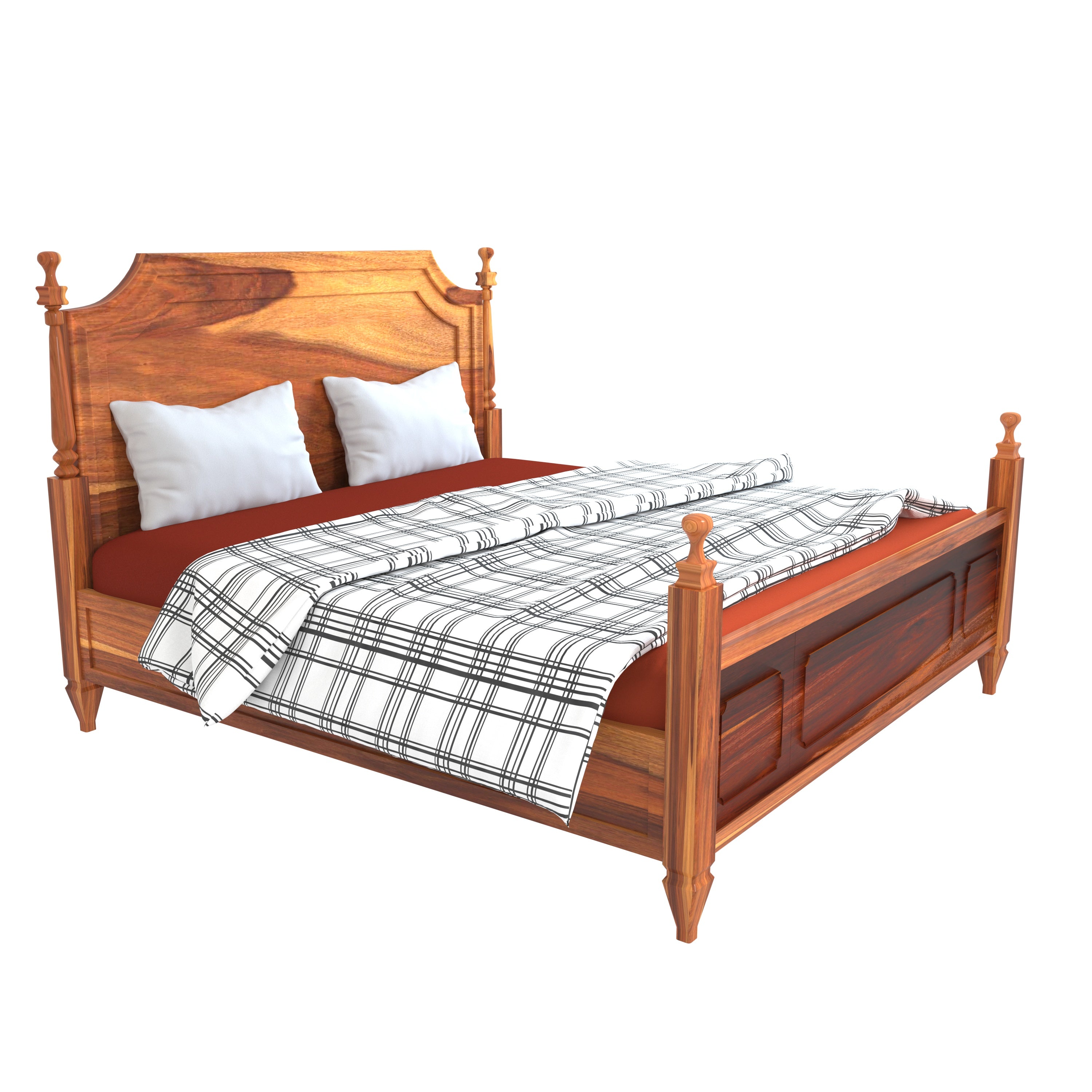 Classic Vintage Crown Styled Wooden Handmade Bed for Home Bed