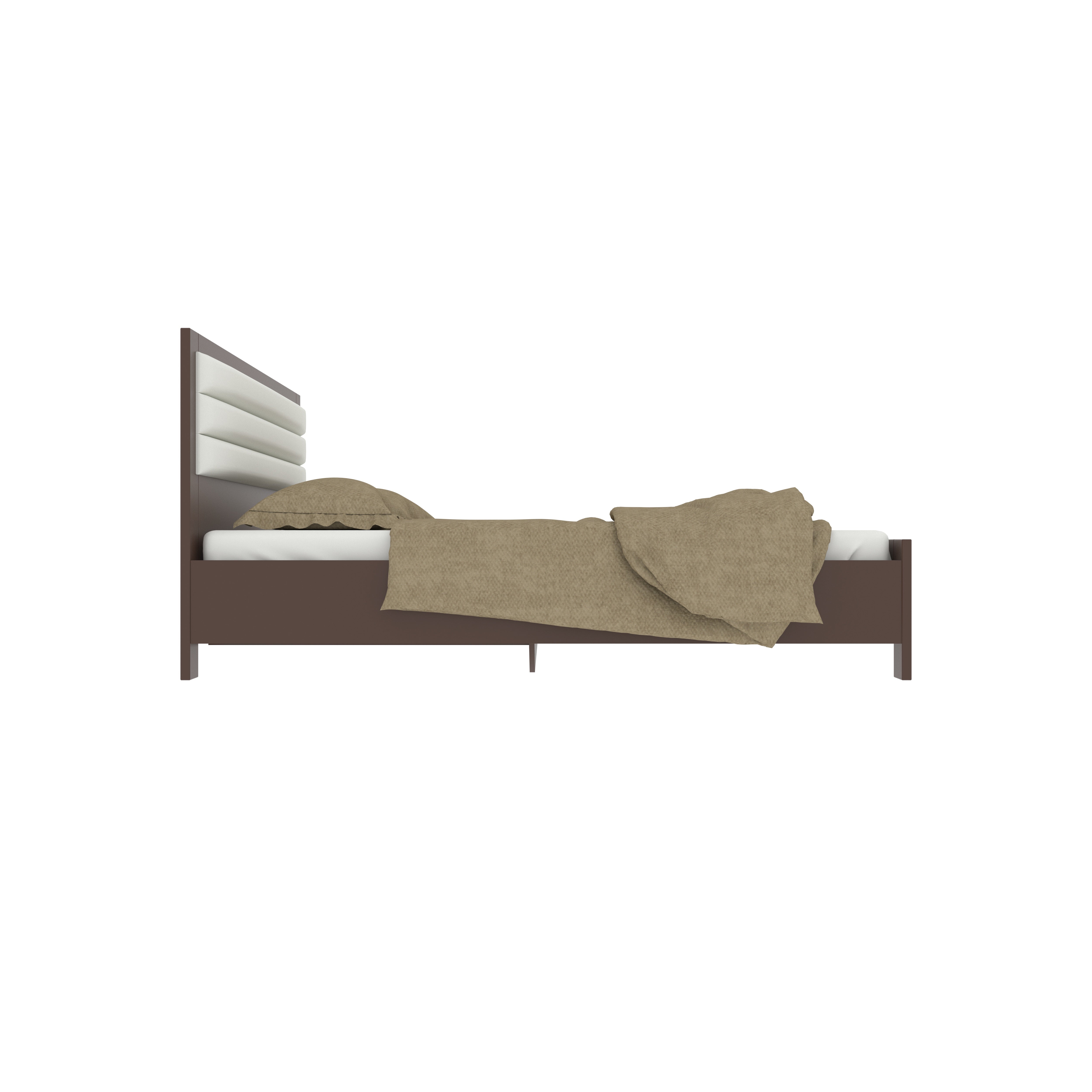 Contemporary Wooden Bed with Upholstered Headboard | Queen Size Comfort Bed
