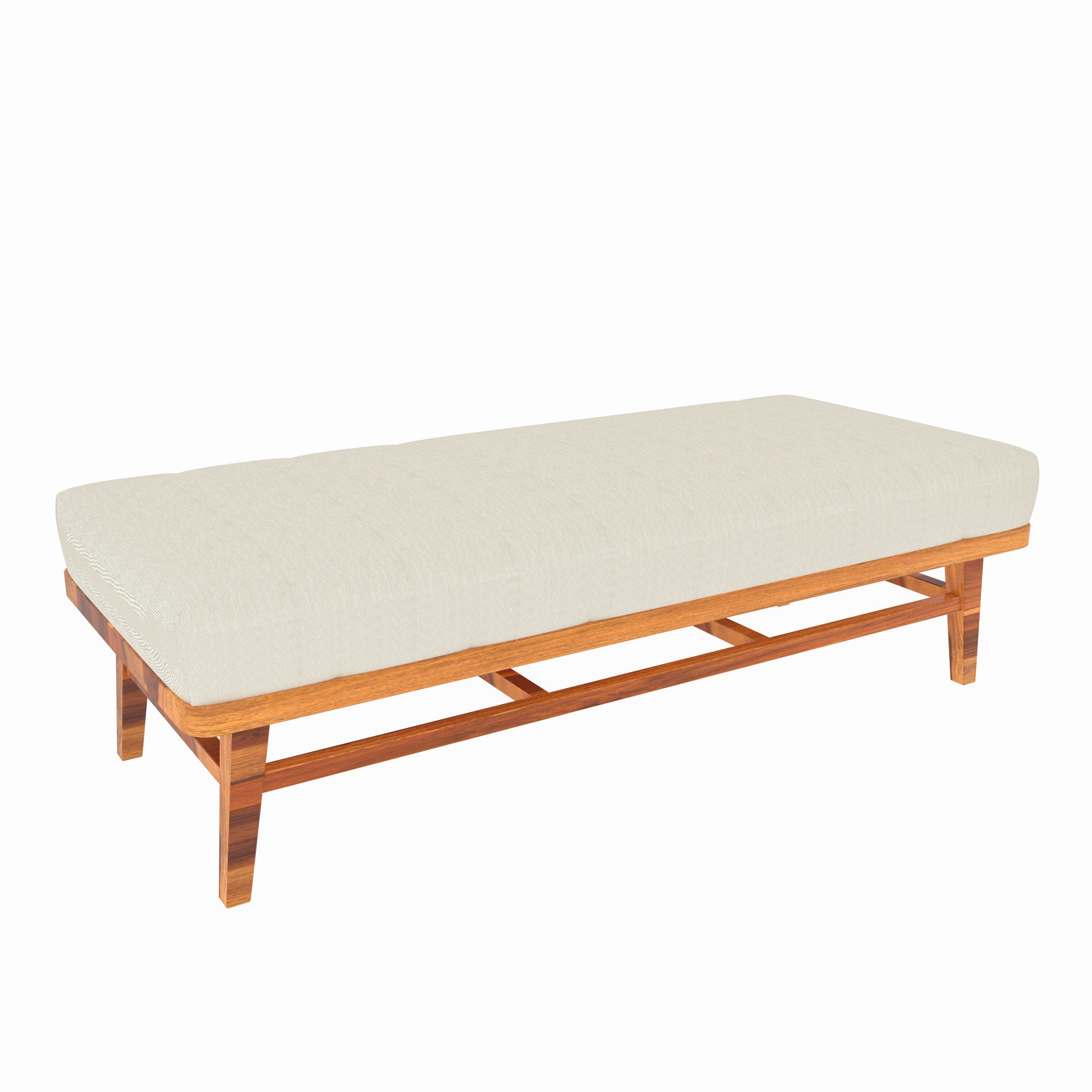 Unique White Upholstered Handmade Long Wooden Couch for Home Bench