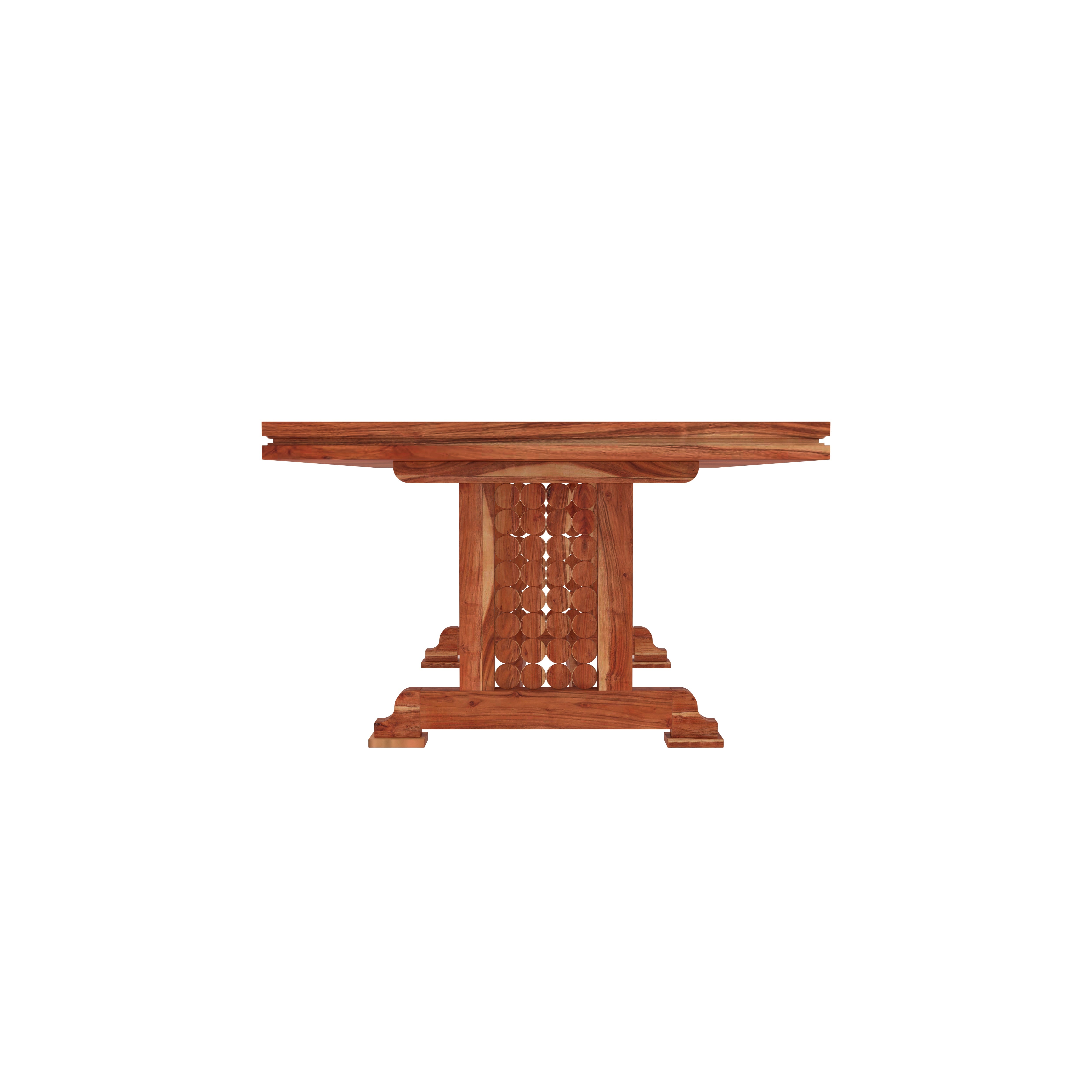 Traditional 4-Seater Wooden Dining Table Set with Decorative Backrest Design Dining Set