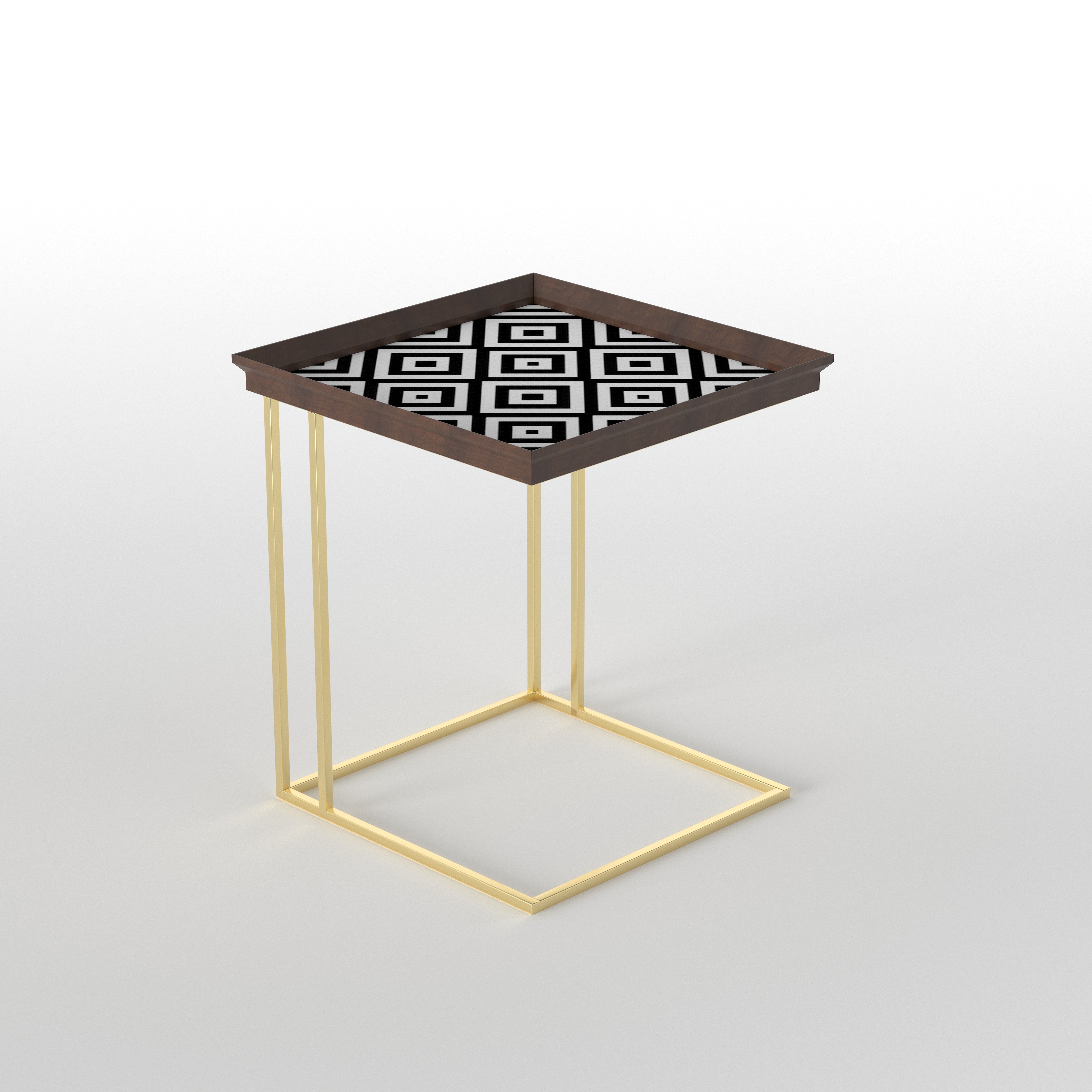 Greek Key C-Table - Hand-Painted Geometric Design End Table