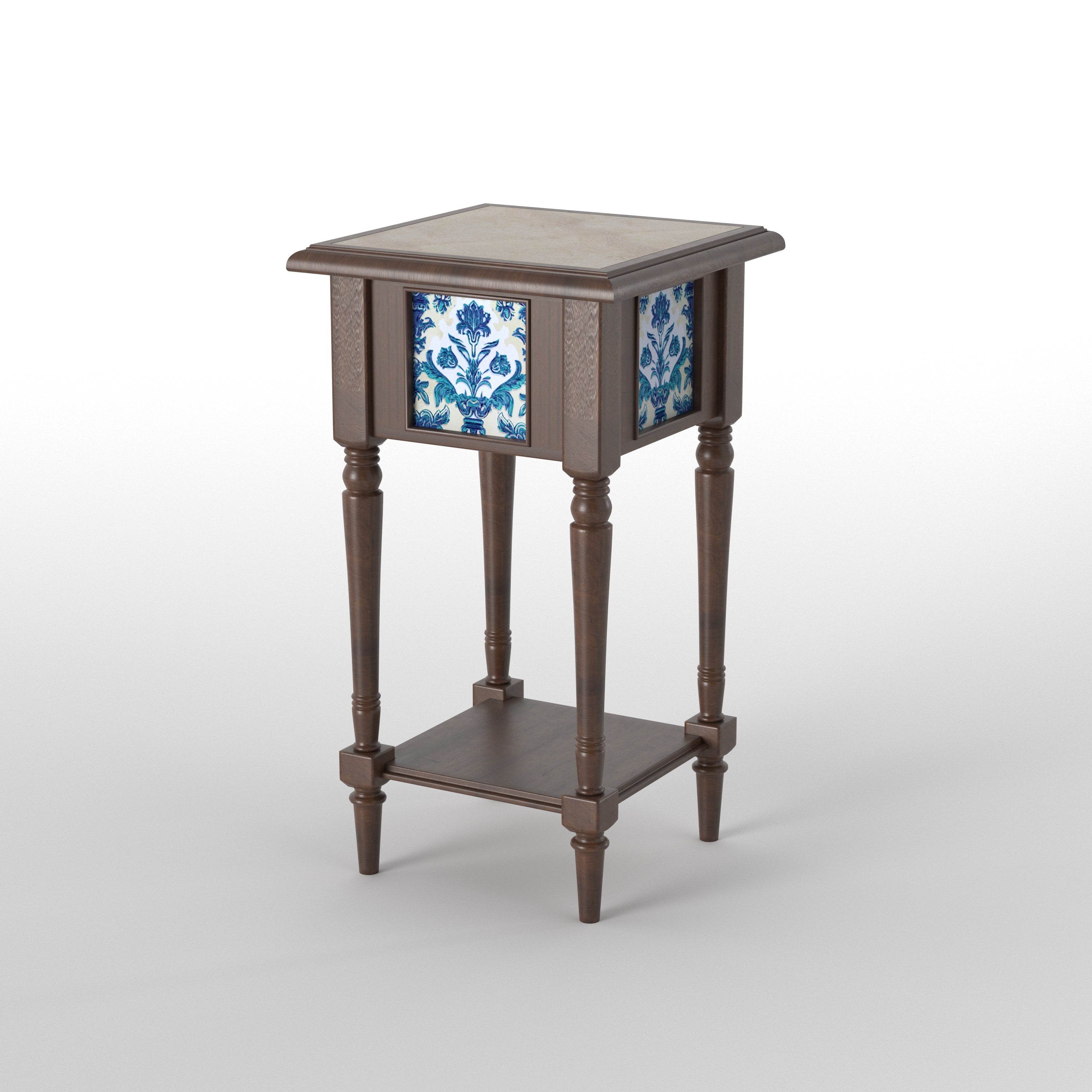 Decorative Tall Accent Side Table with Artistic Panel Design End Table