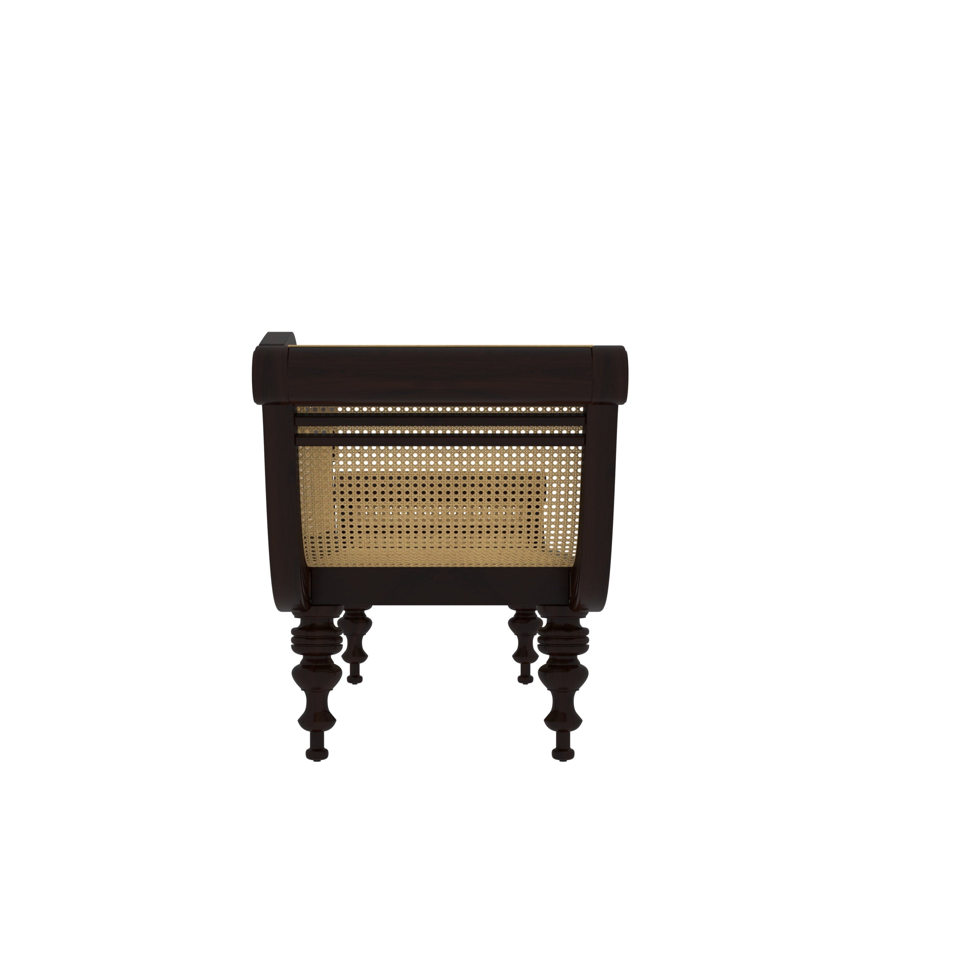 Vintage Colonial Wooden Daybed with Cane Weaving Handcrafted Divan Sofa