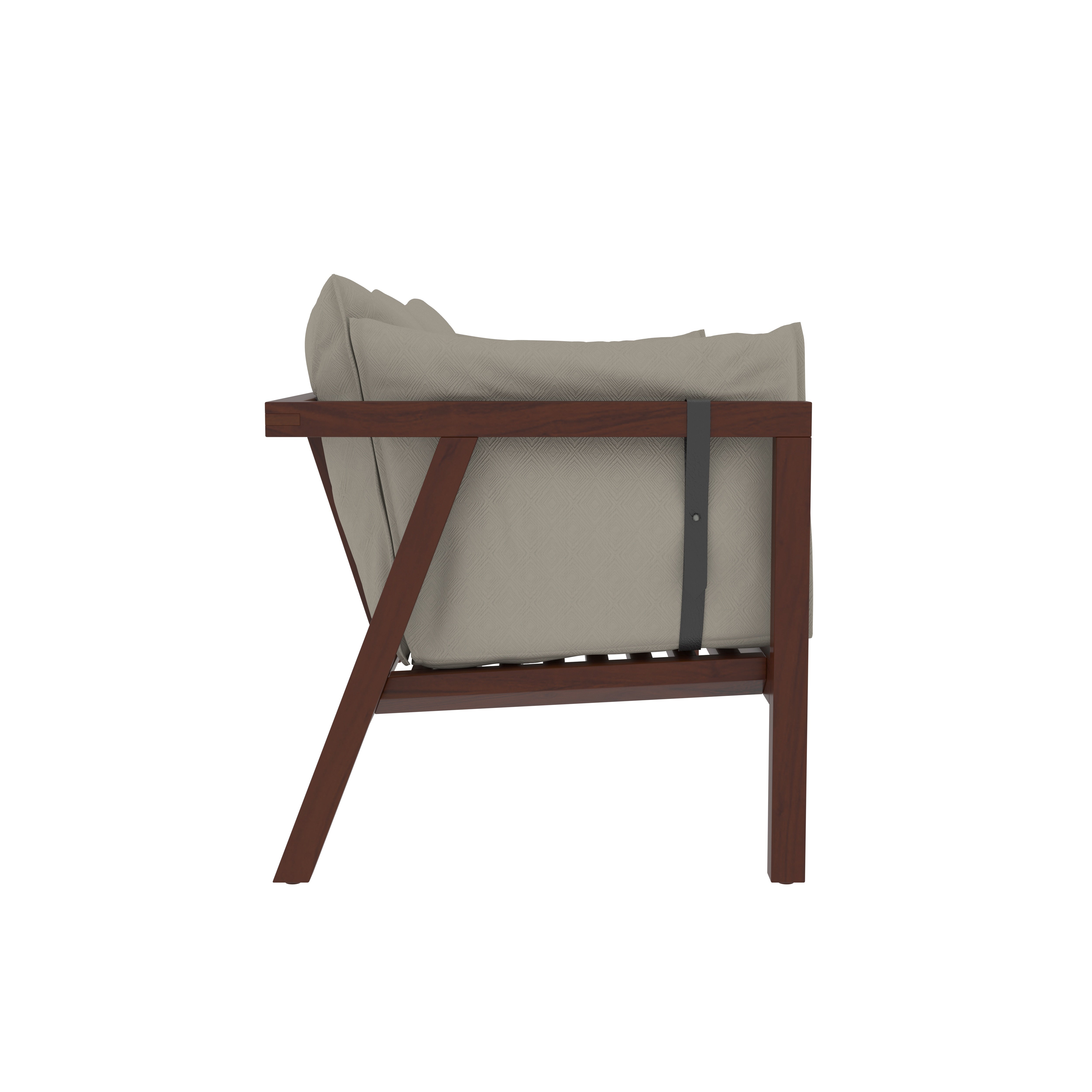 Contemporary Wooden Sofa with Strap-Back Cushions Sofa
