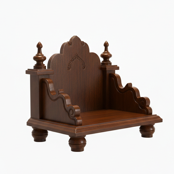 Compact Wooden Temple - Handcrafted Home Mandir Temple