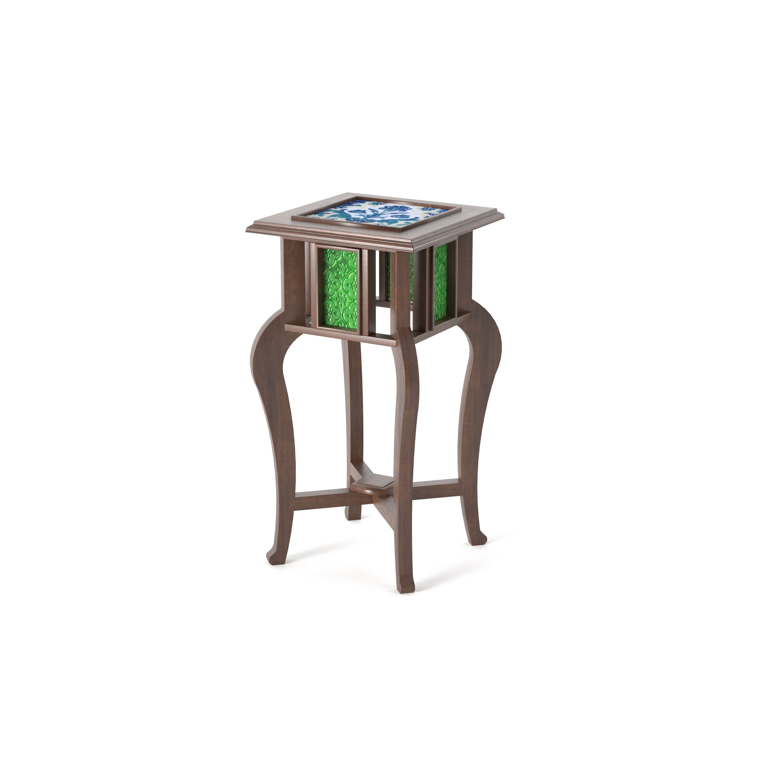 Artisan Accent Plant Stand with Decorative Panel Design End Table