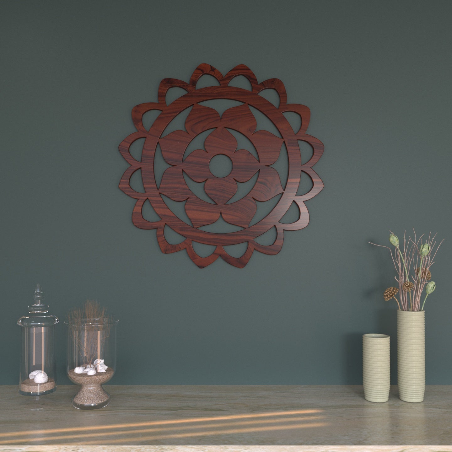 Storm Vintage Flower Wooden Wall Decor Yantra Teak Wood Wall Decor