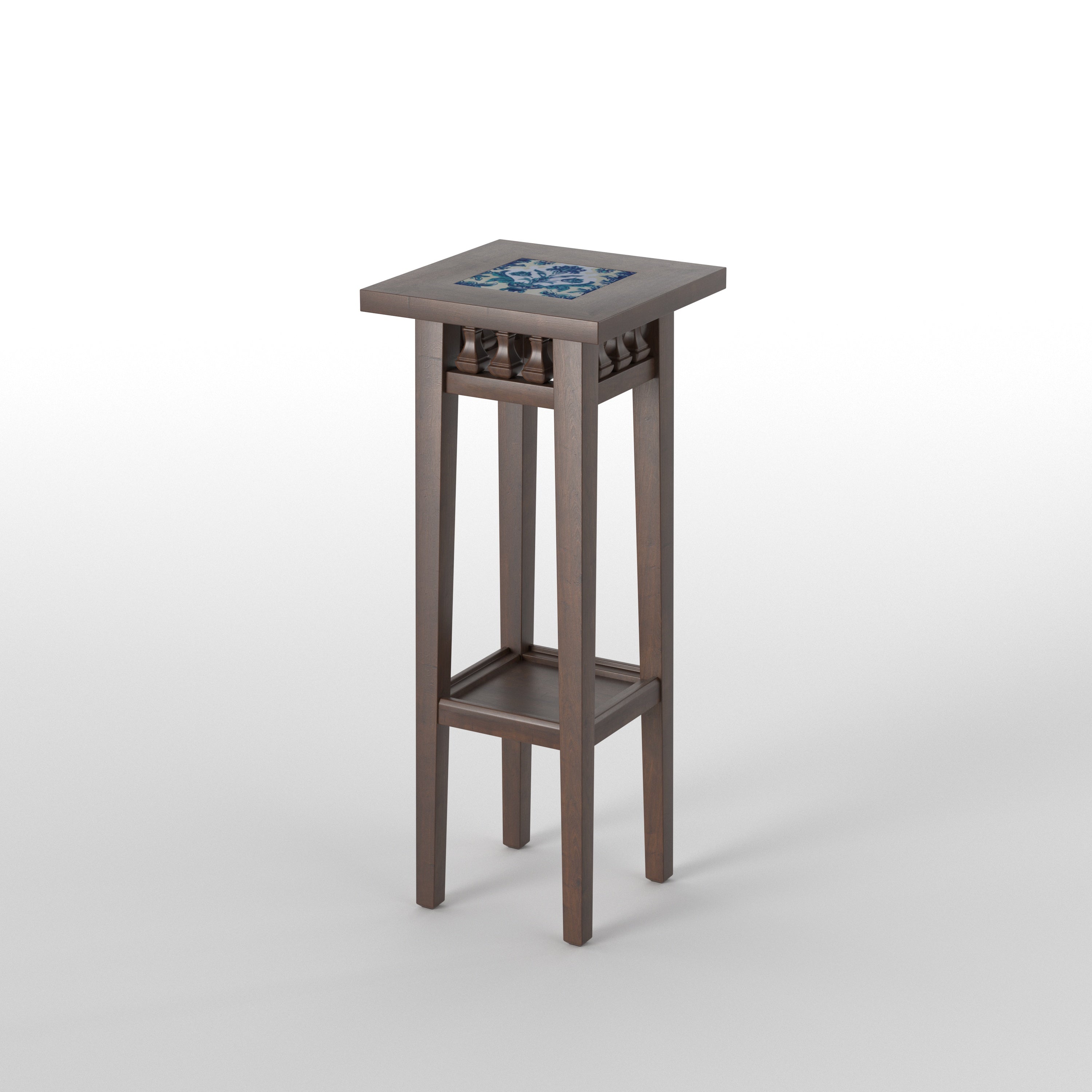 Heritage Tile Inlay Pedestal Stand End Table