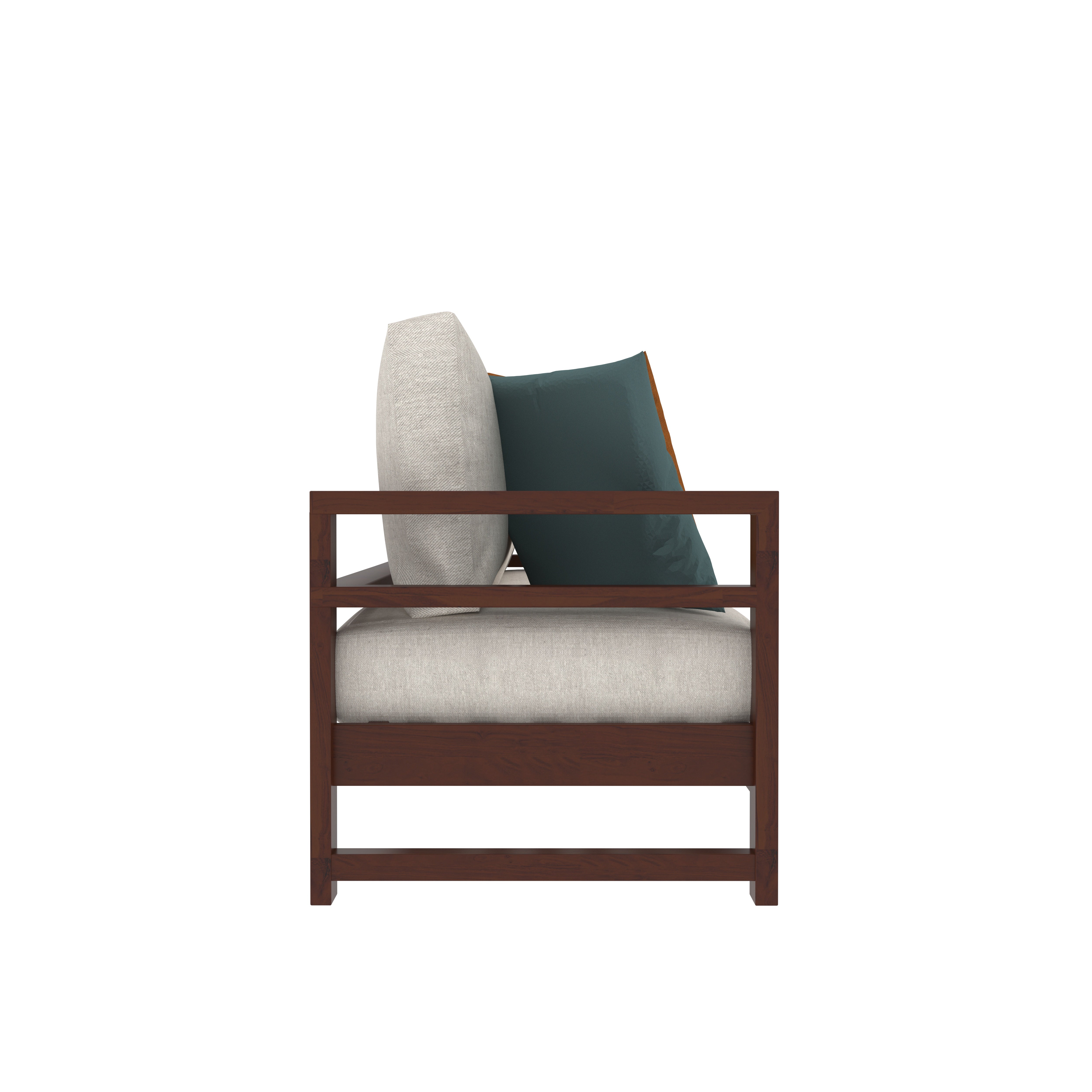 Modern Wooden Sofa with Cream Cushions Sofa