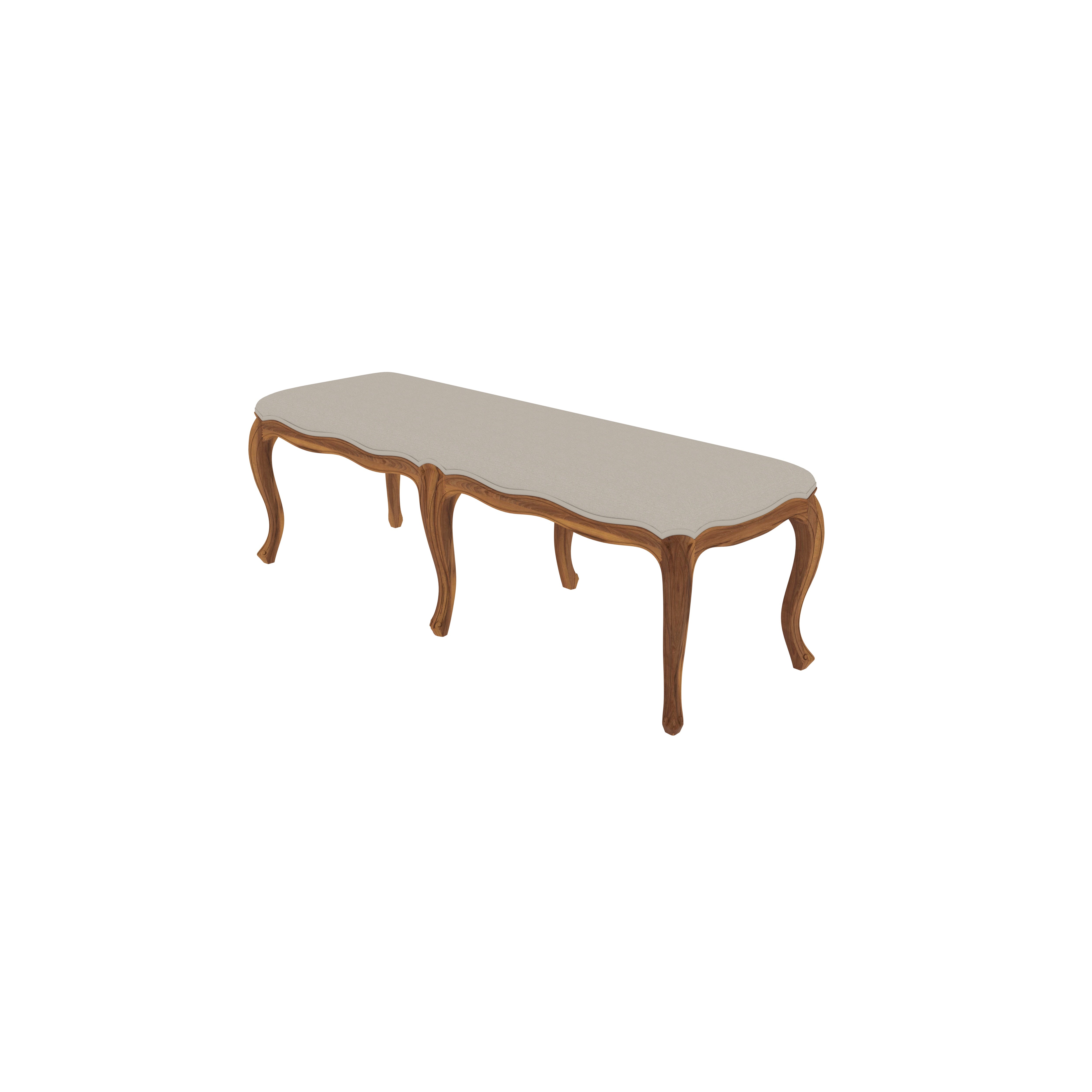 Elegant French Style Bench | Carved Wooden Legs Bench