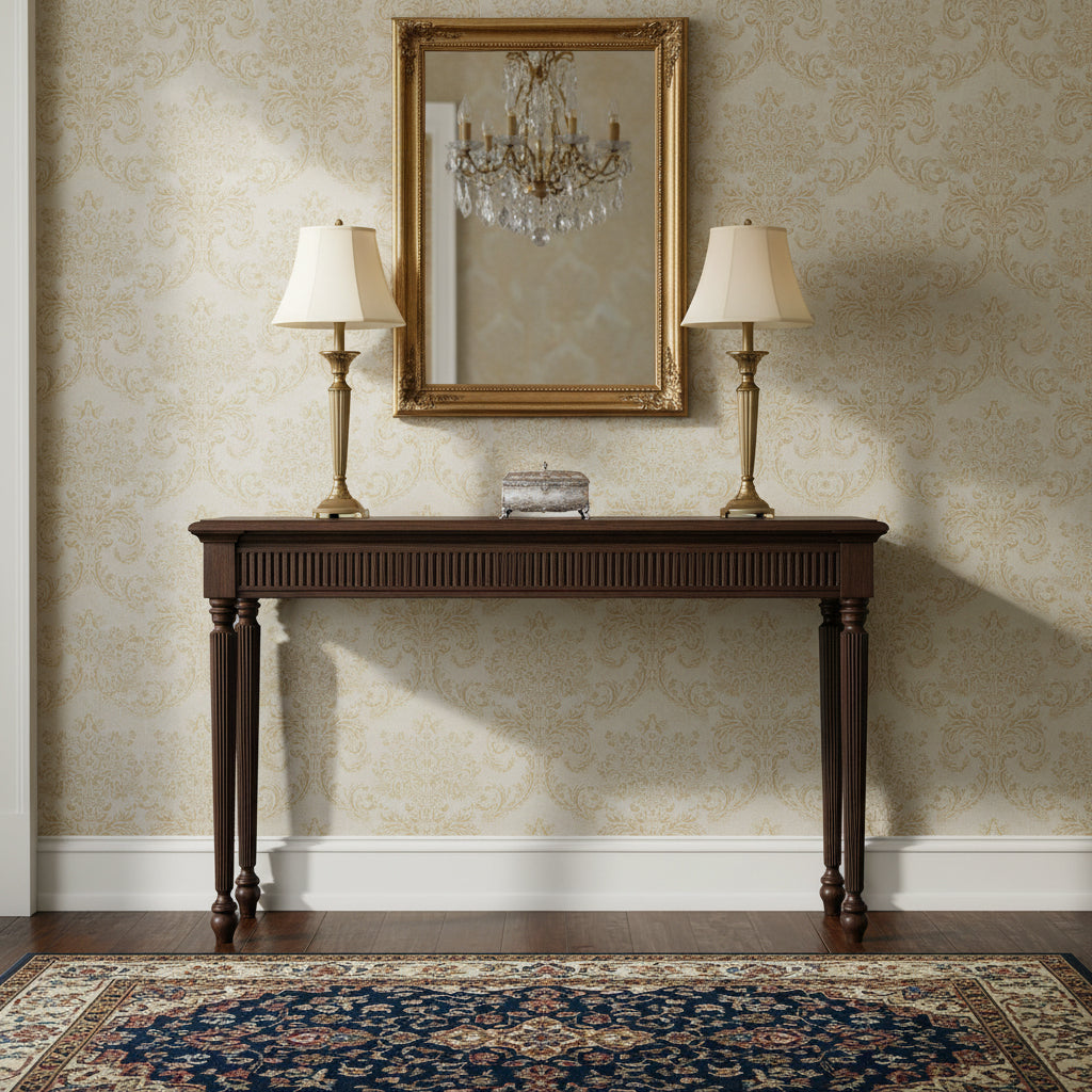 Classic Dark Wood Console Table - Fluted Design with Traditional Elegance Console Table