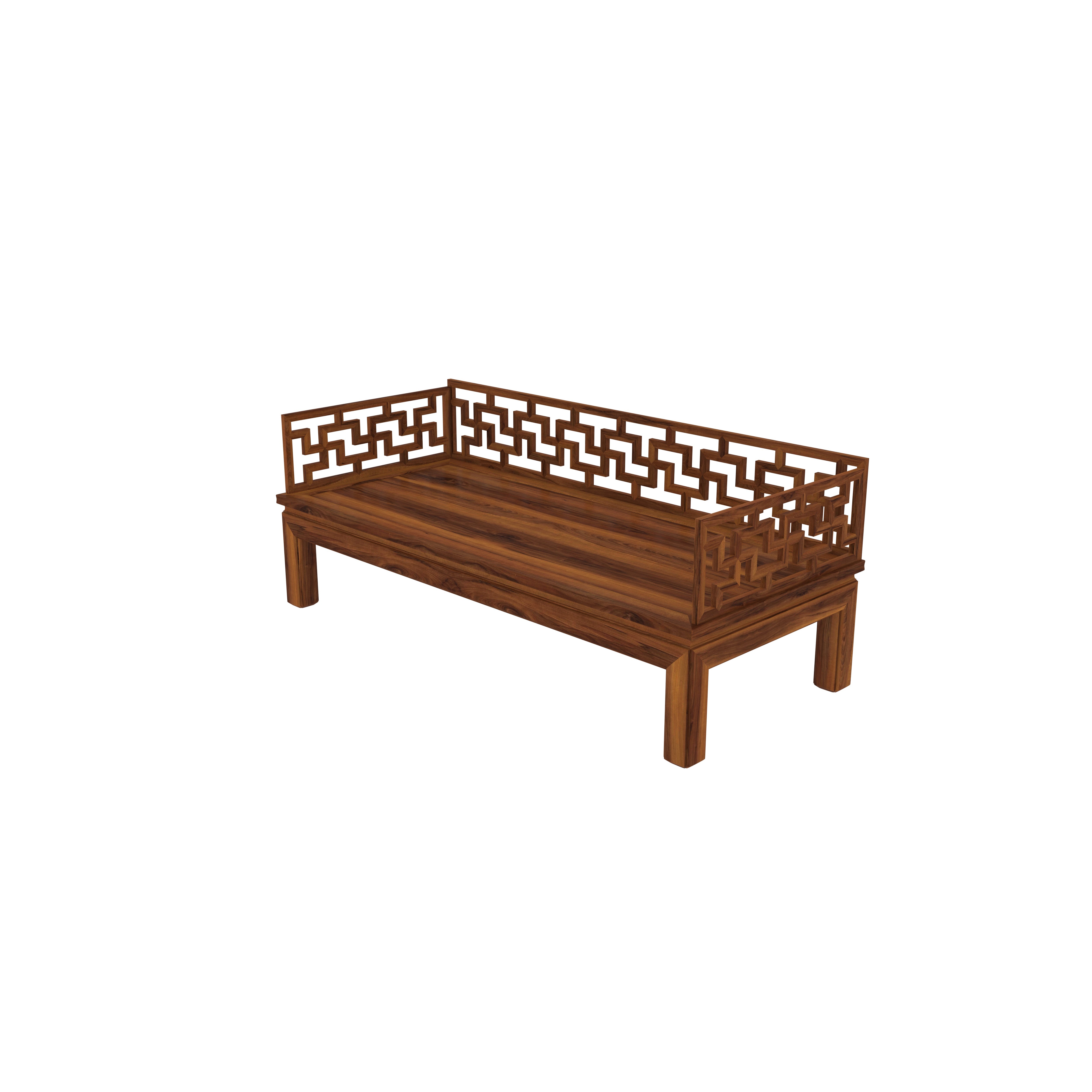 Classic Wooden Loveseat with Woven Cane Backrest and Cushioned Seat Bench