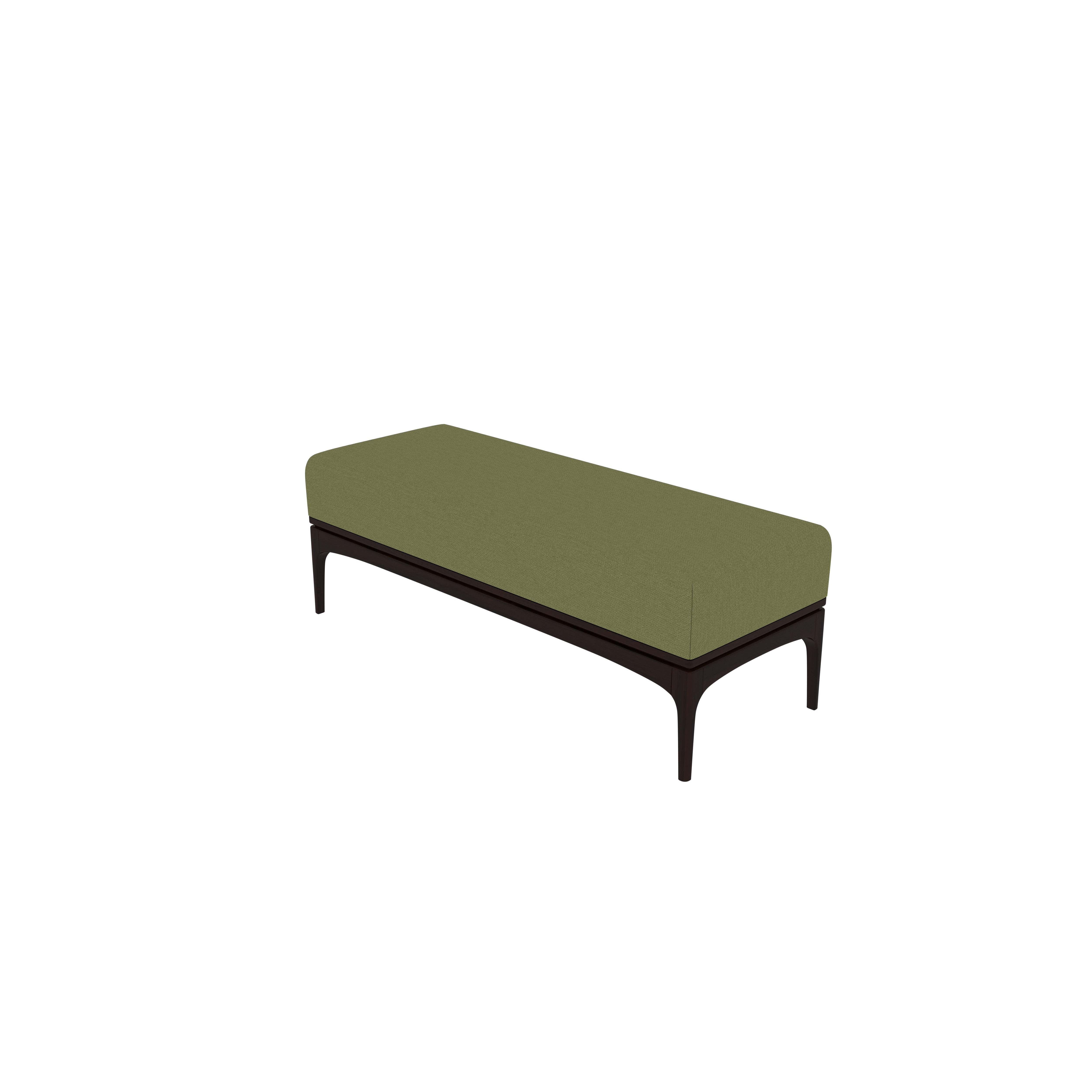Modern Olive Green Upholstered Bench with Sleek Dark Wood Frame Bench