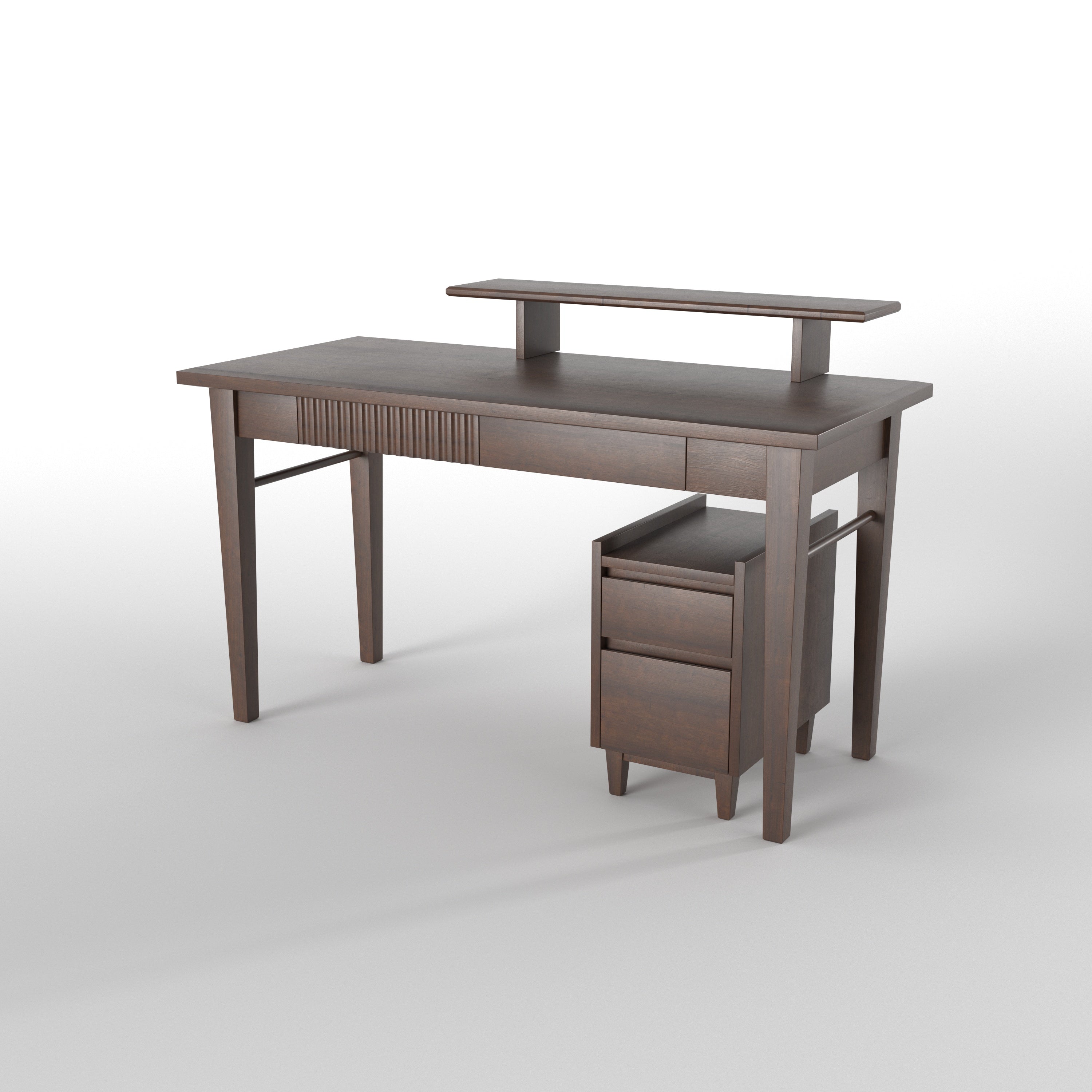 Modern Writing Desk with Open Shelf & Mobile Storage Cabinet Study Table