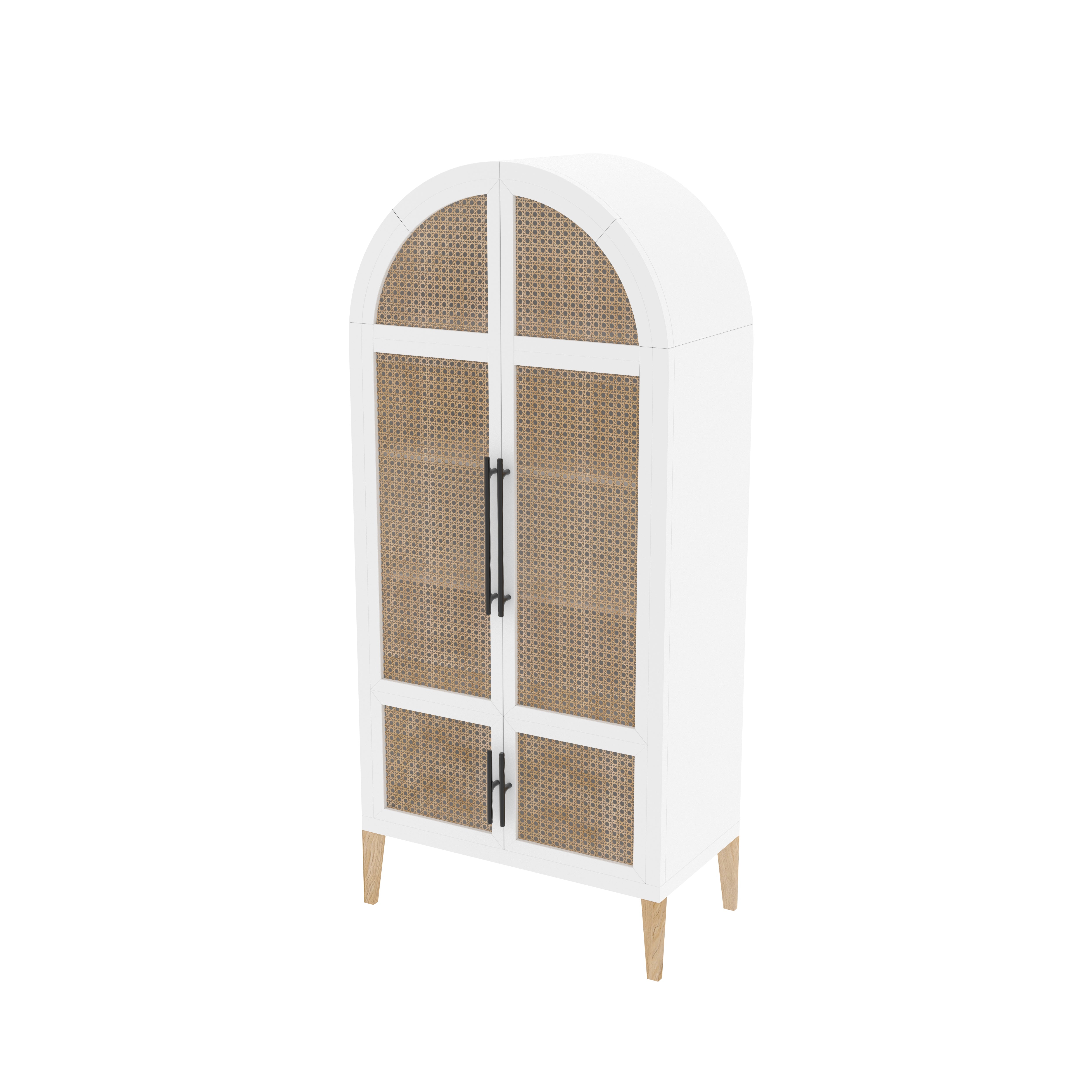 Valencia Arched Cabinet with Cane Panels Wardrobe