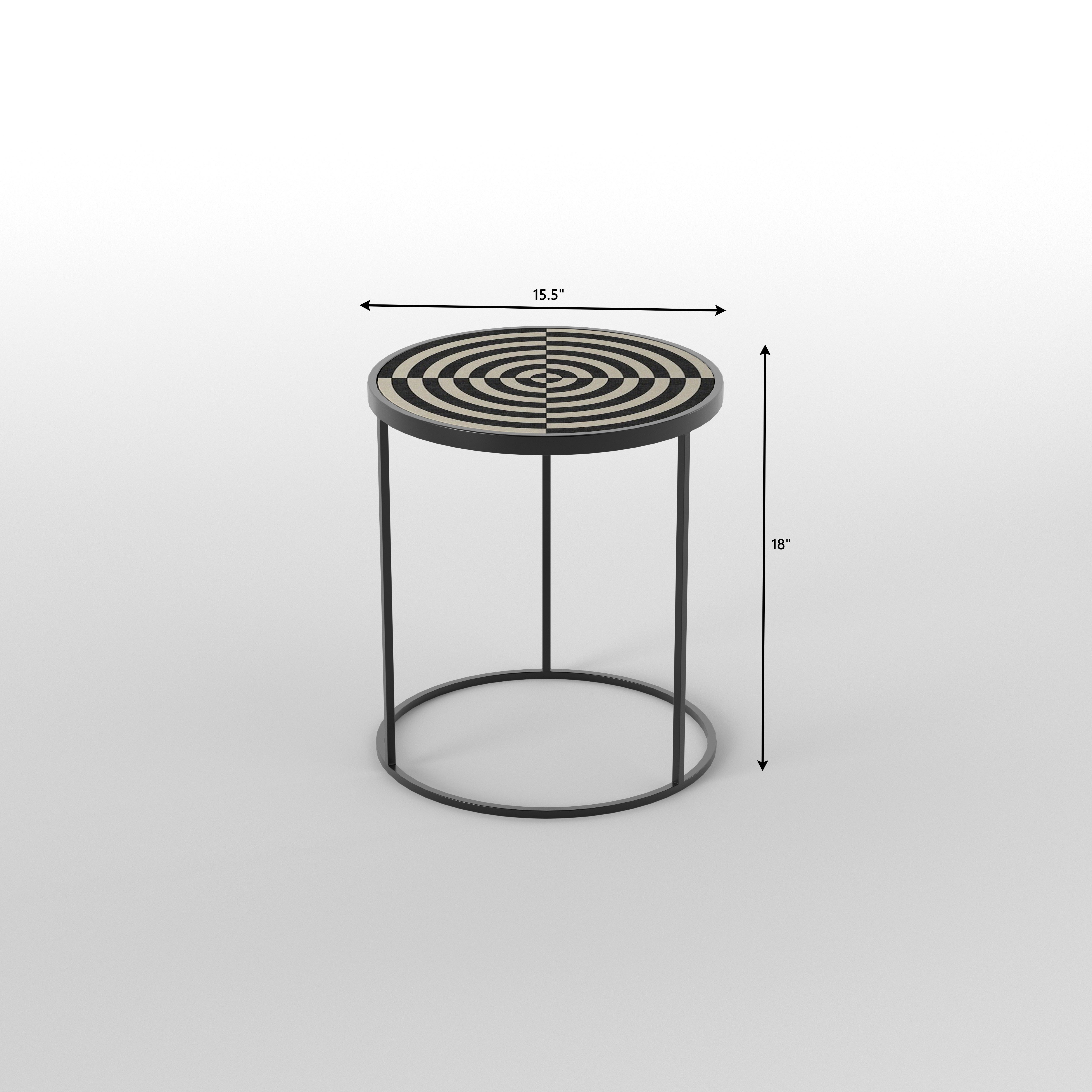 Concentric Circles End Table - Hand-Painted Geometric Design End Table