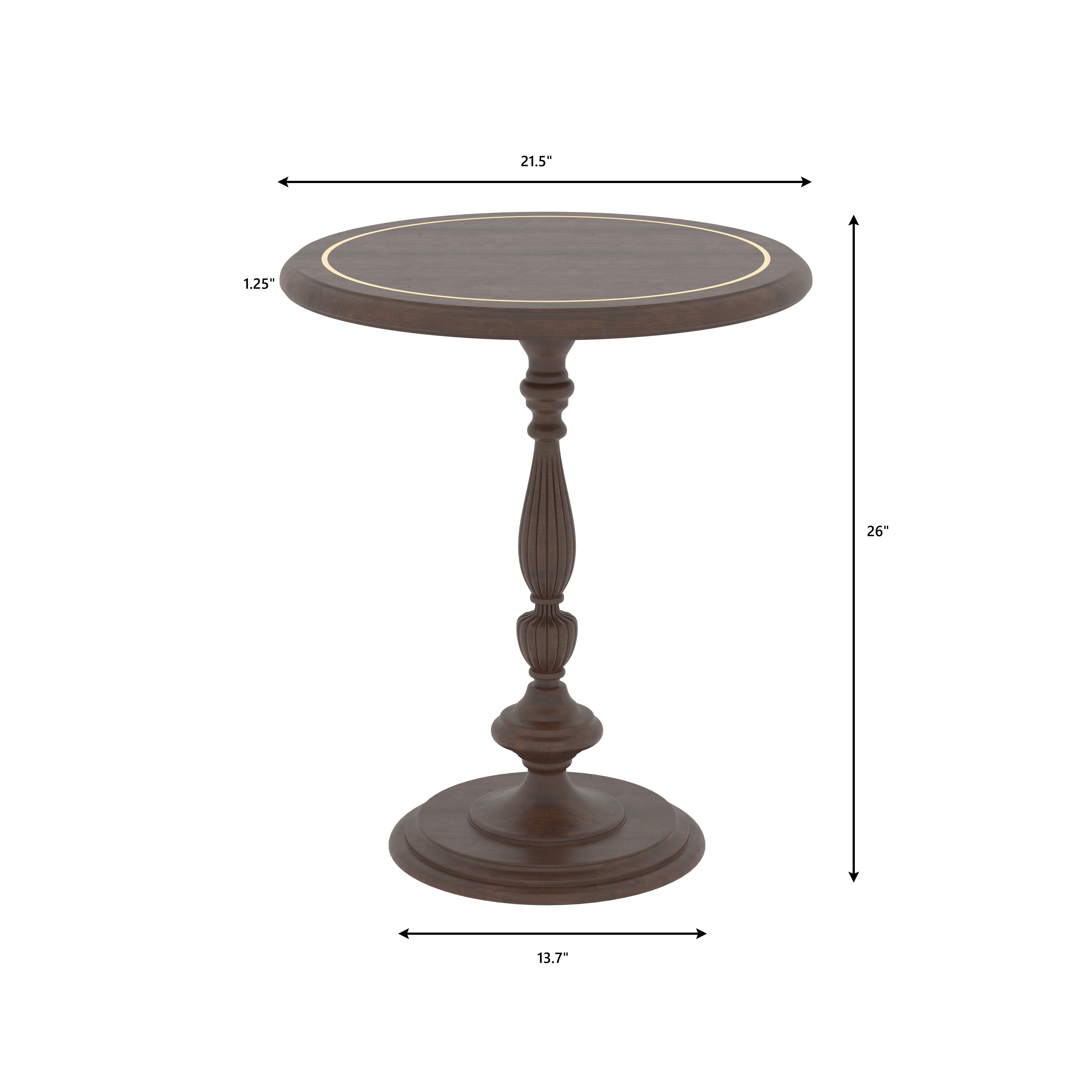 Round Pedestal Side Table with Ornate Turned Base End Table