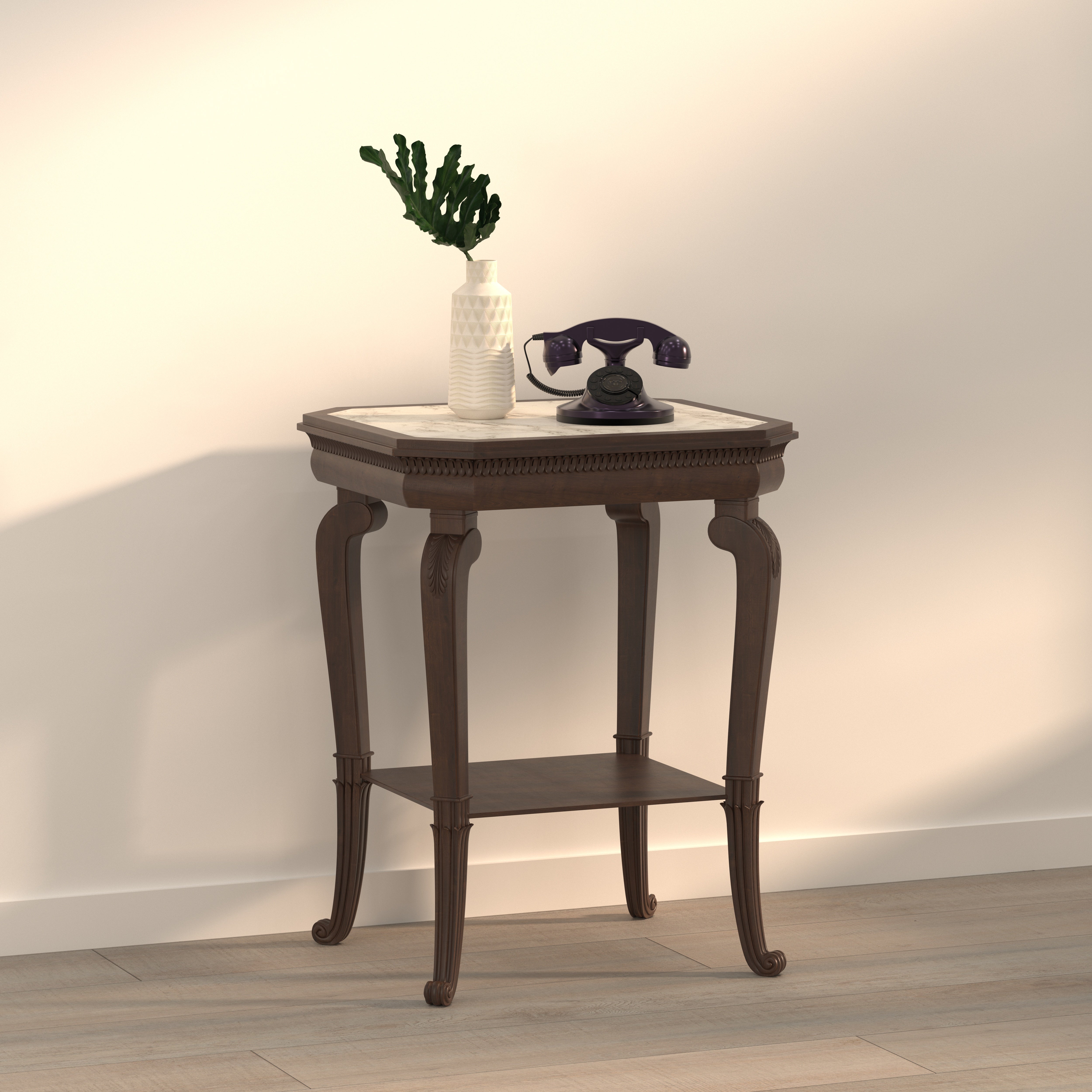 Elegant Hexagonal Accent Side Table with Lower Shelf End Table