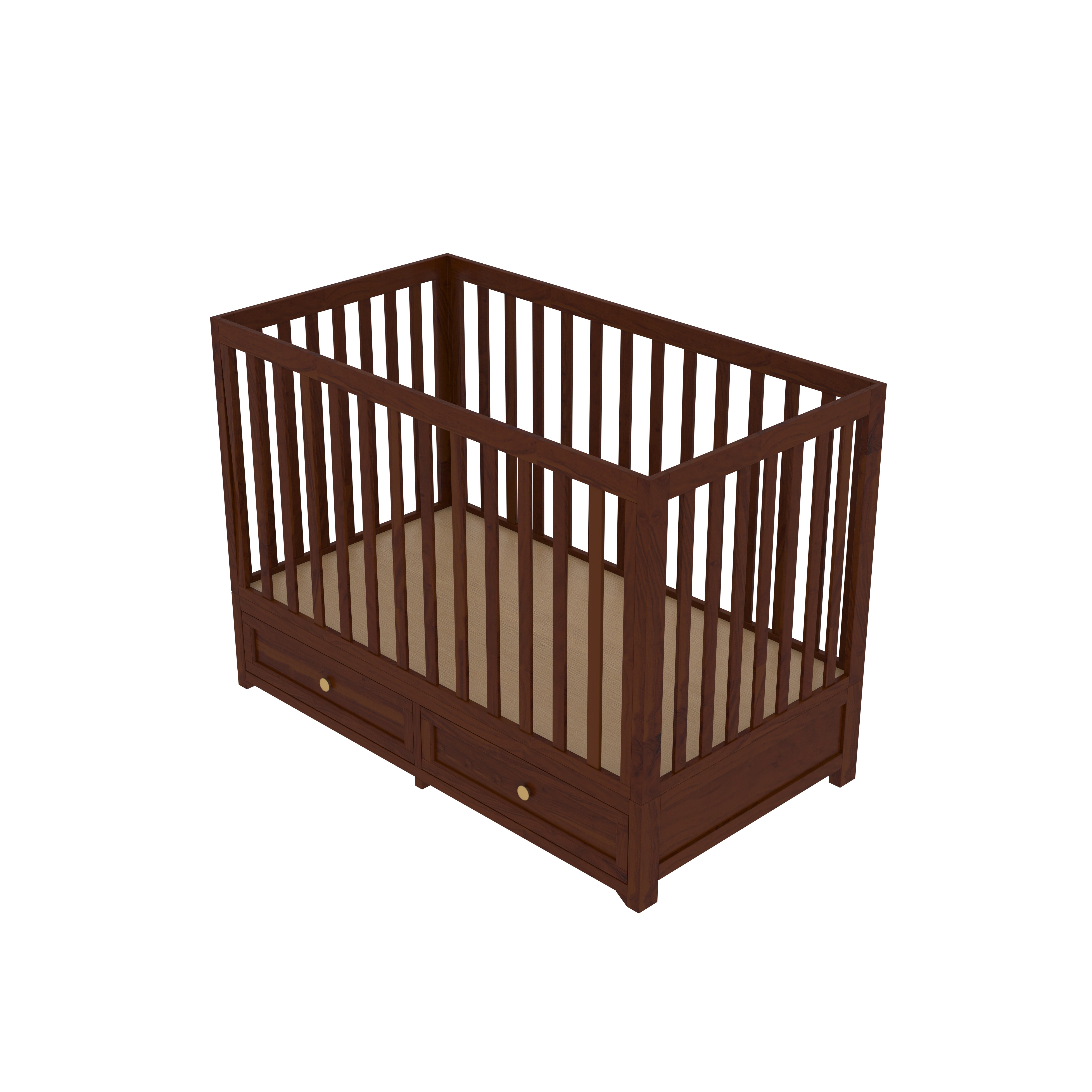 Dark Brown Finished Classic Handmade Wooden Storage Cradle Cradle