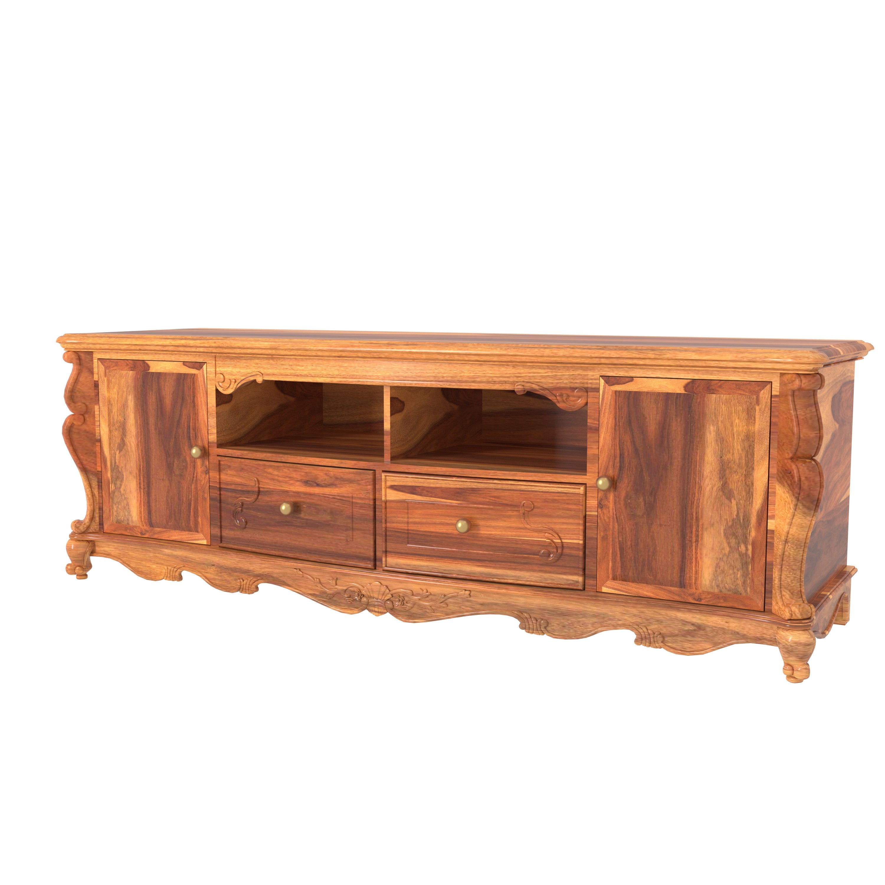 Optimistic Fusion Bottom Carved Style Handmade Woooden TV Stand Tv stand