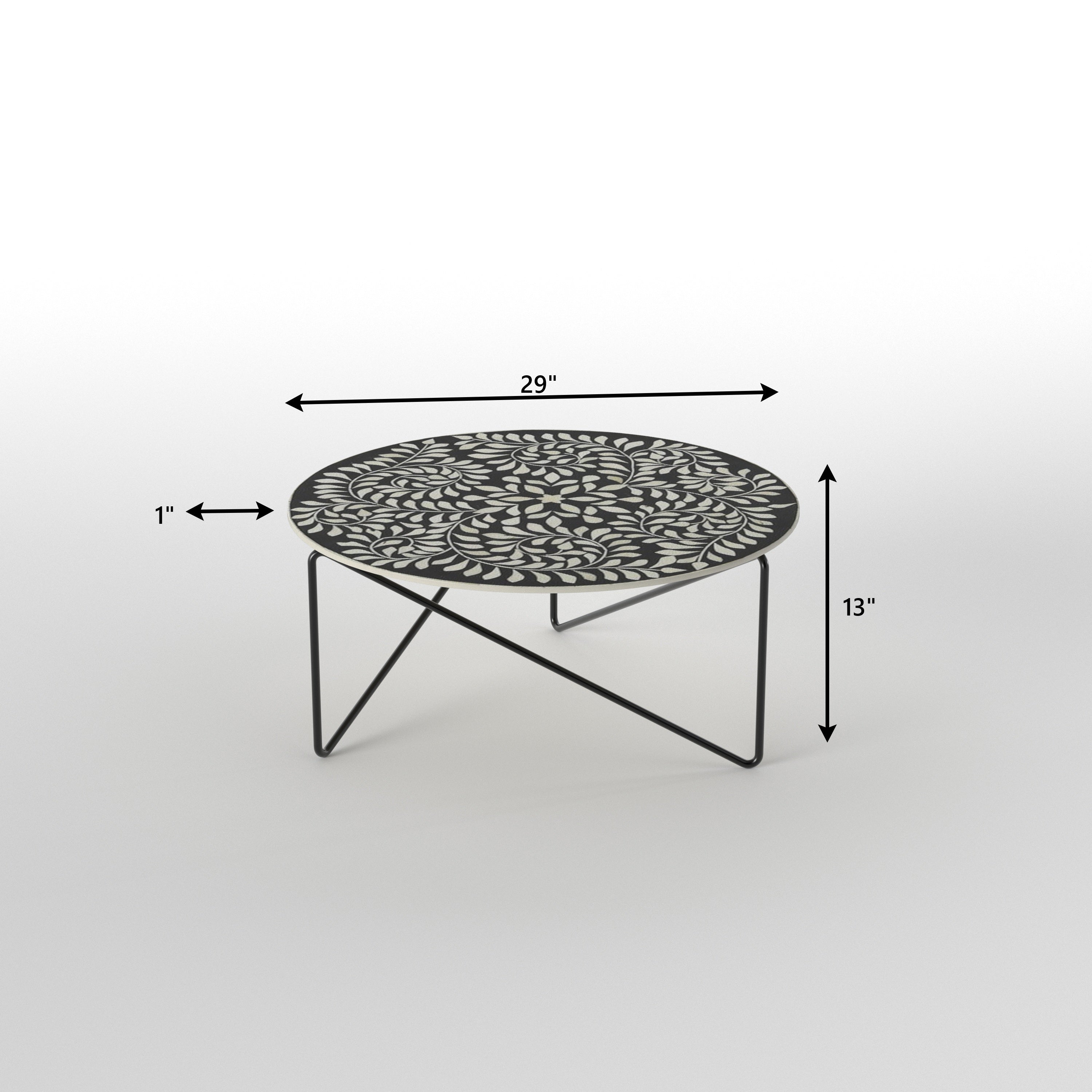 Damask Pattern Coffee Table - Elegant Painting Craftsmanship Coffee Table