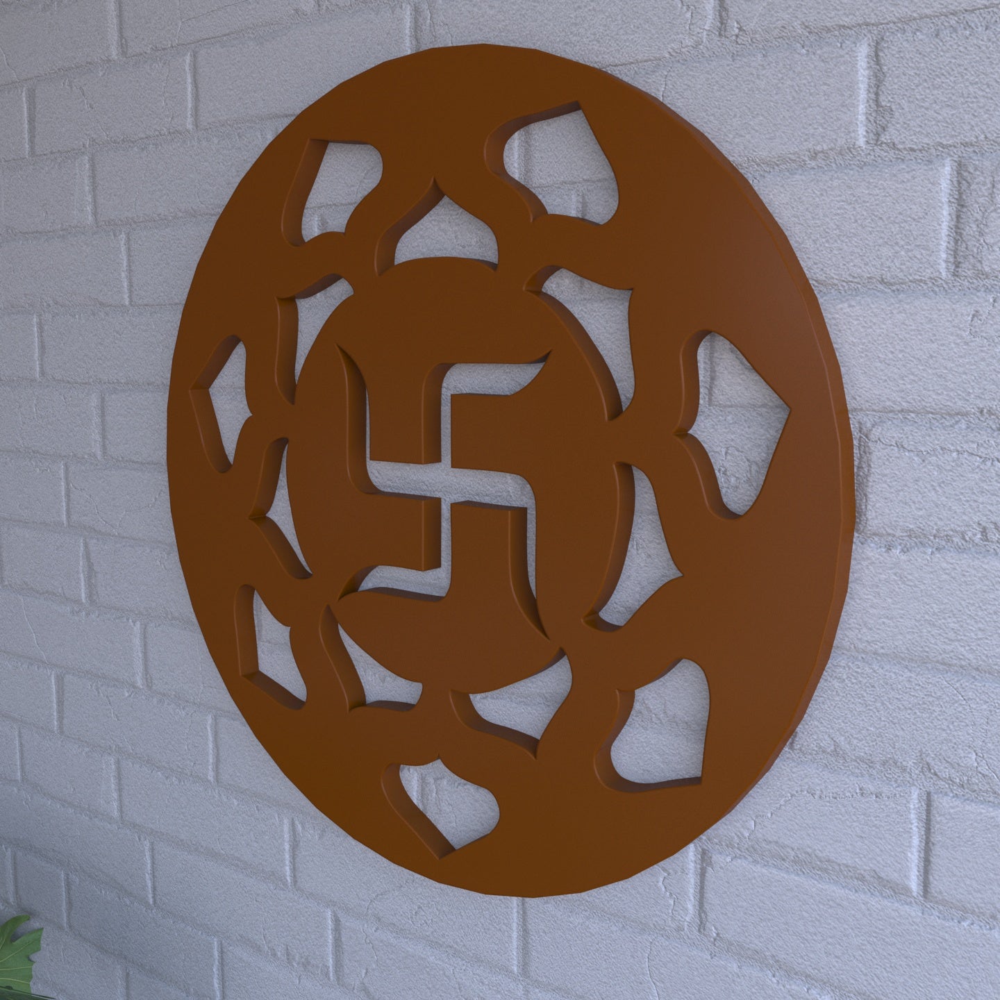 Spiritual Swastik Round Wooden Wall Decor Yantra Wall Decor