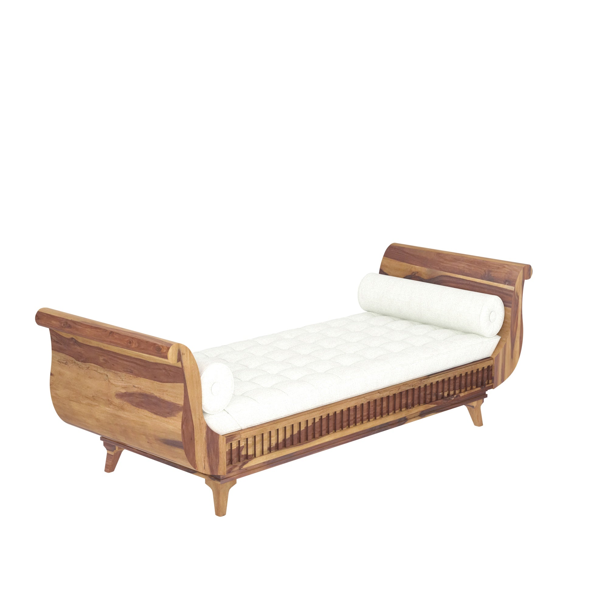 Realm Traditional Light Finished Wooden Handmade Long Sofa Sofa