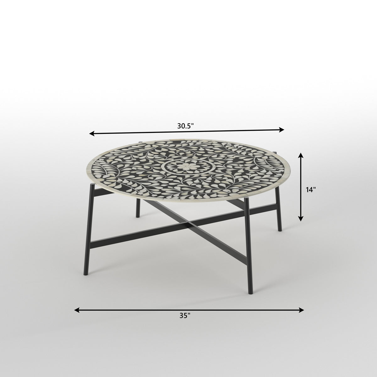 Floral Arabesque Coffee Table - Heritage Painting Art Coffee Table