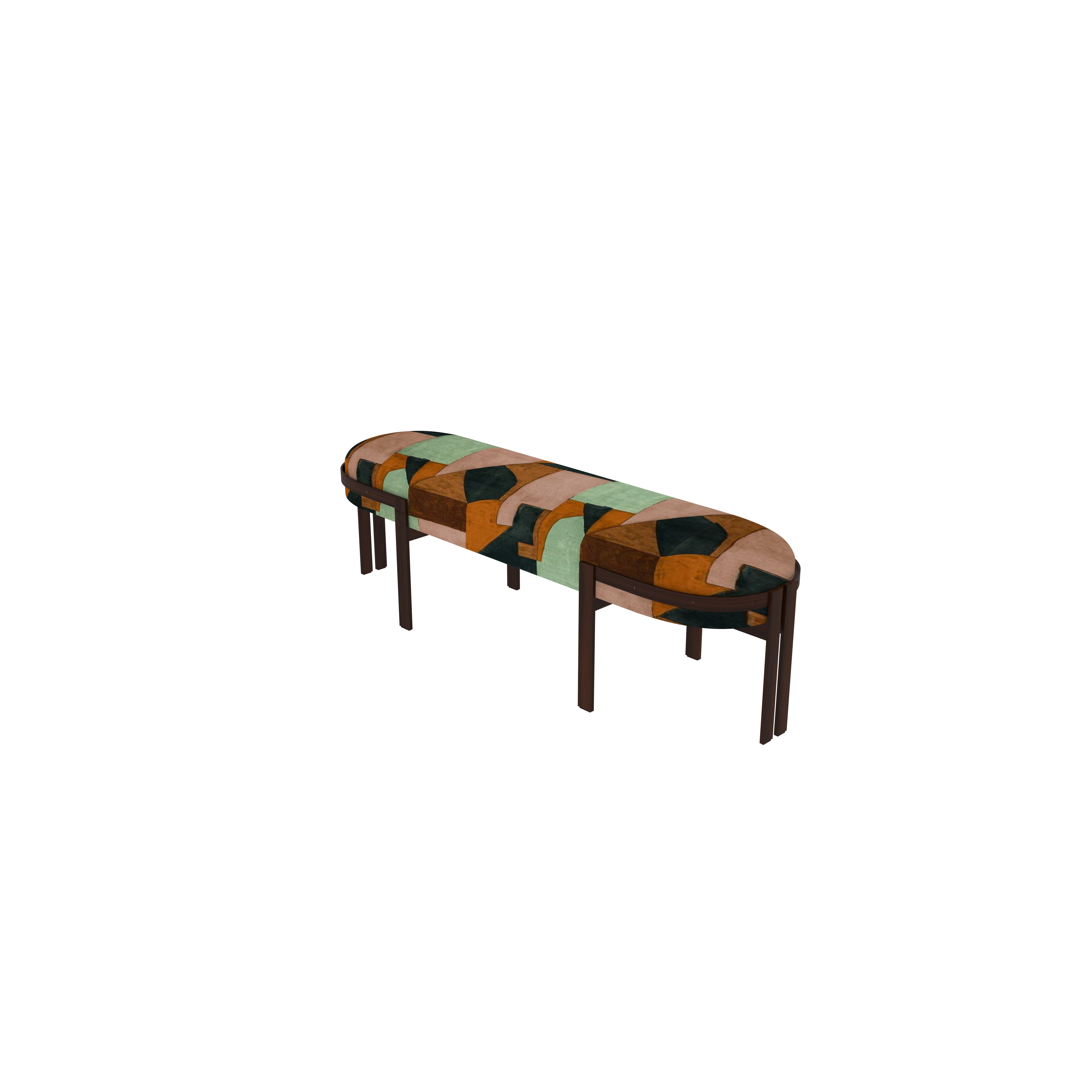 Modern Upholstered Bench with Geometric Patchwork Design Bench
