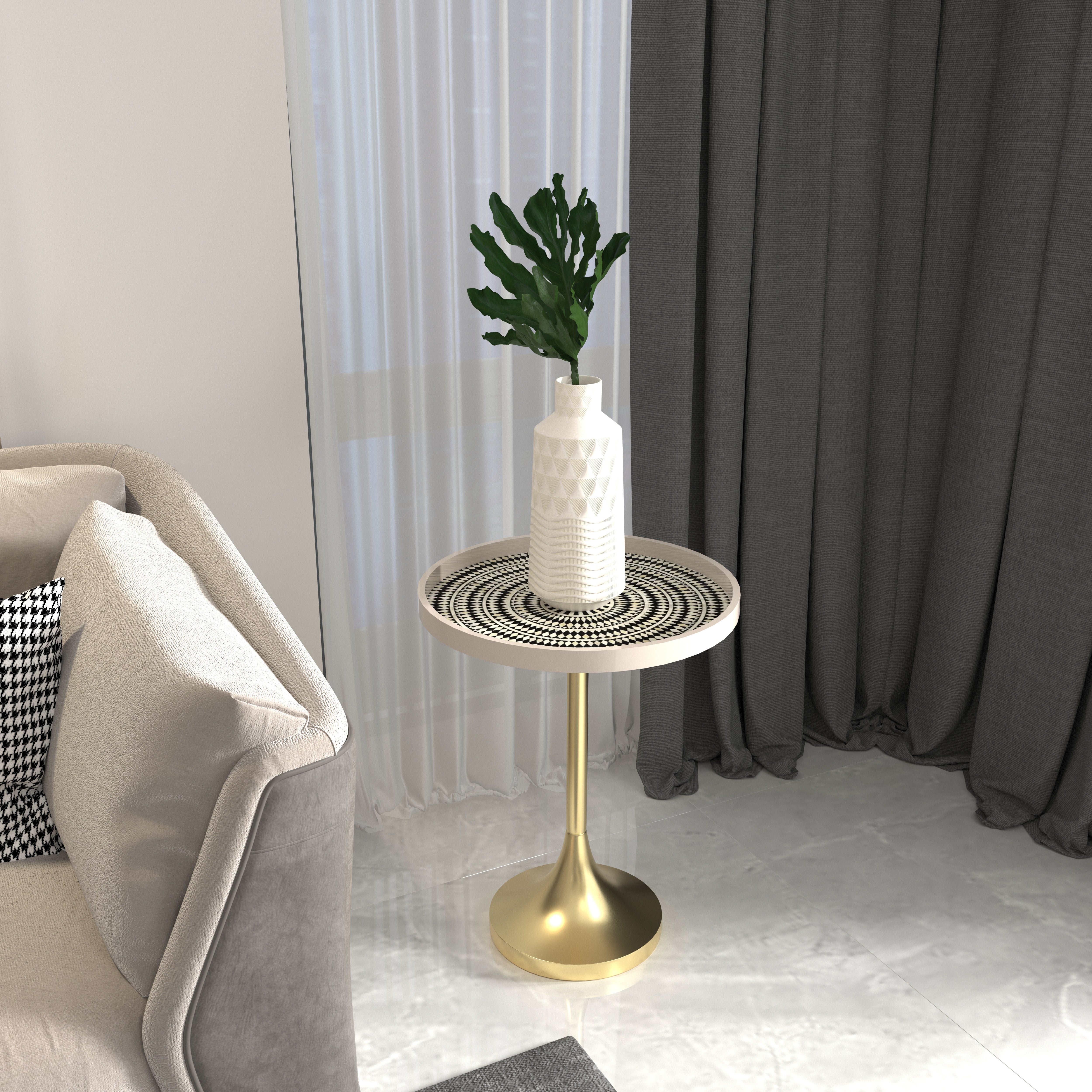 Hypnotic Vortex End Table - Hand-Painted Op Art Design End Table