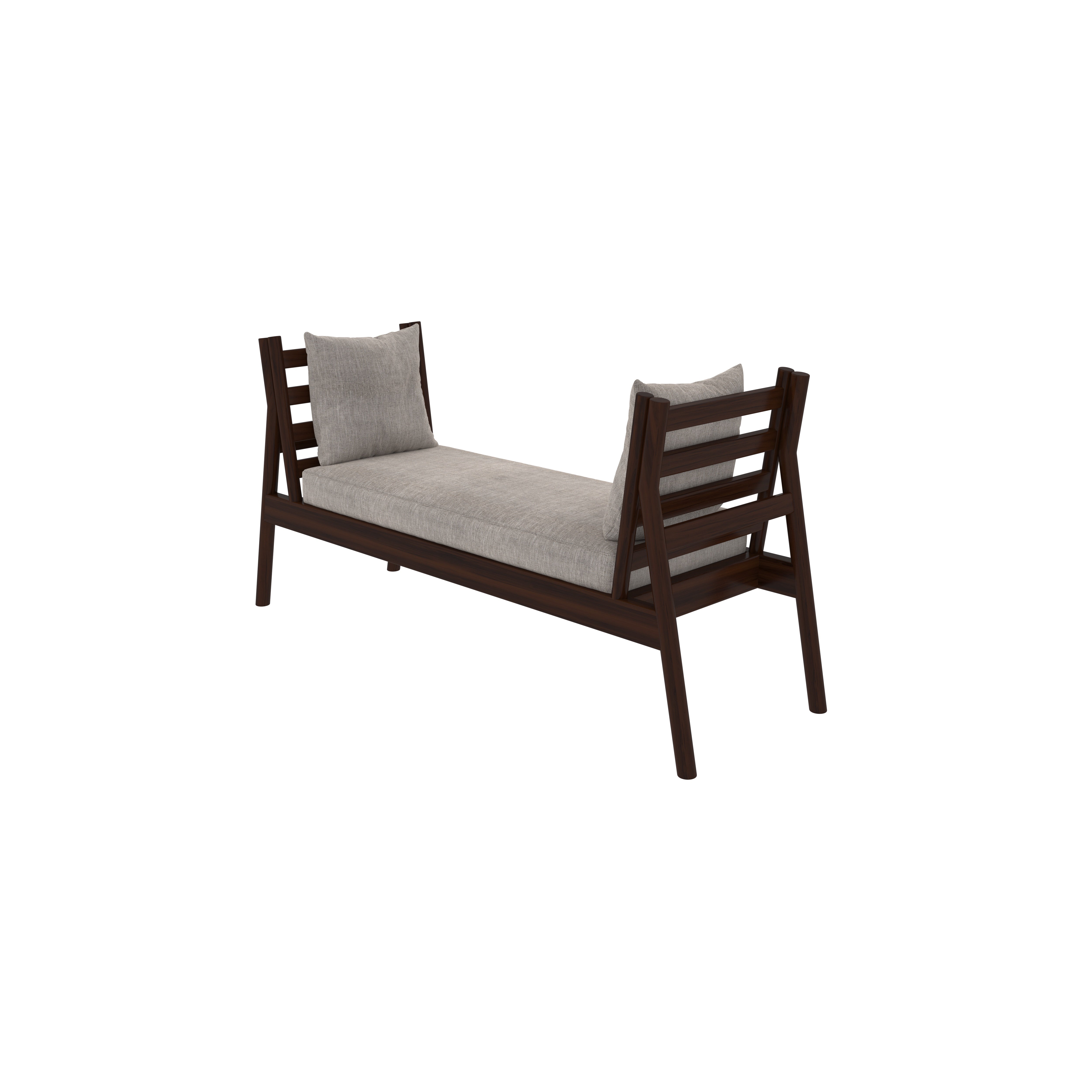 Modern Wooden Bench with Cushioned Seating and Backrest Bench