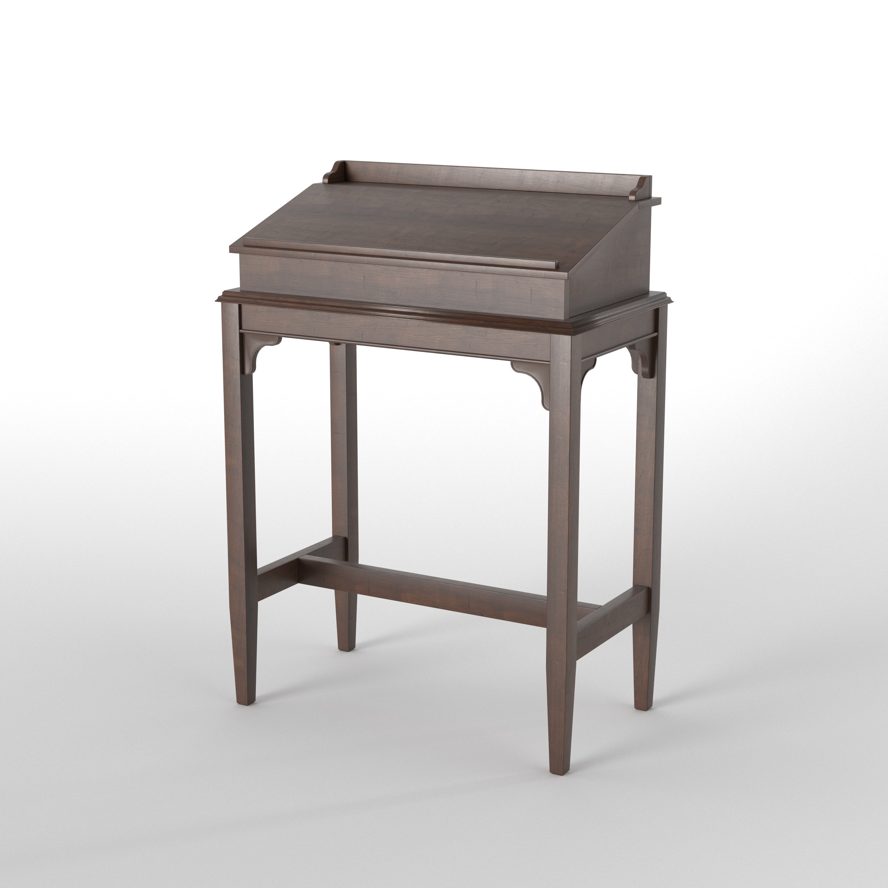 Classic Slant-Top Writing Desk with Side Shelves Study Table