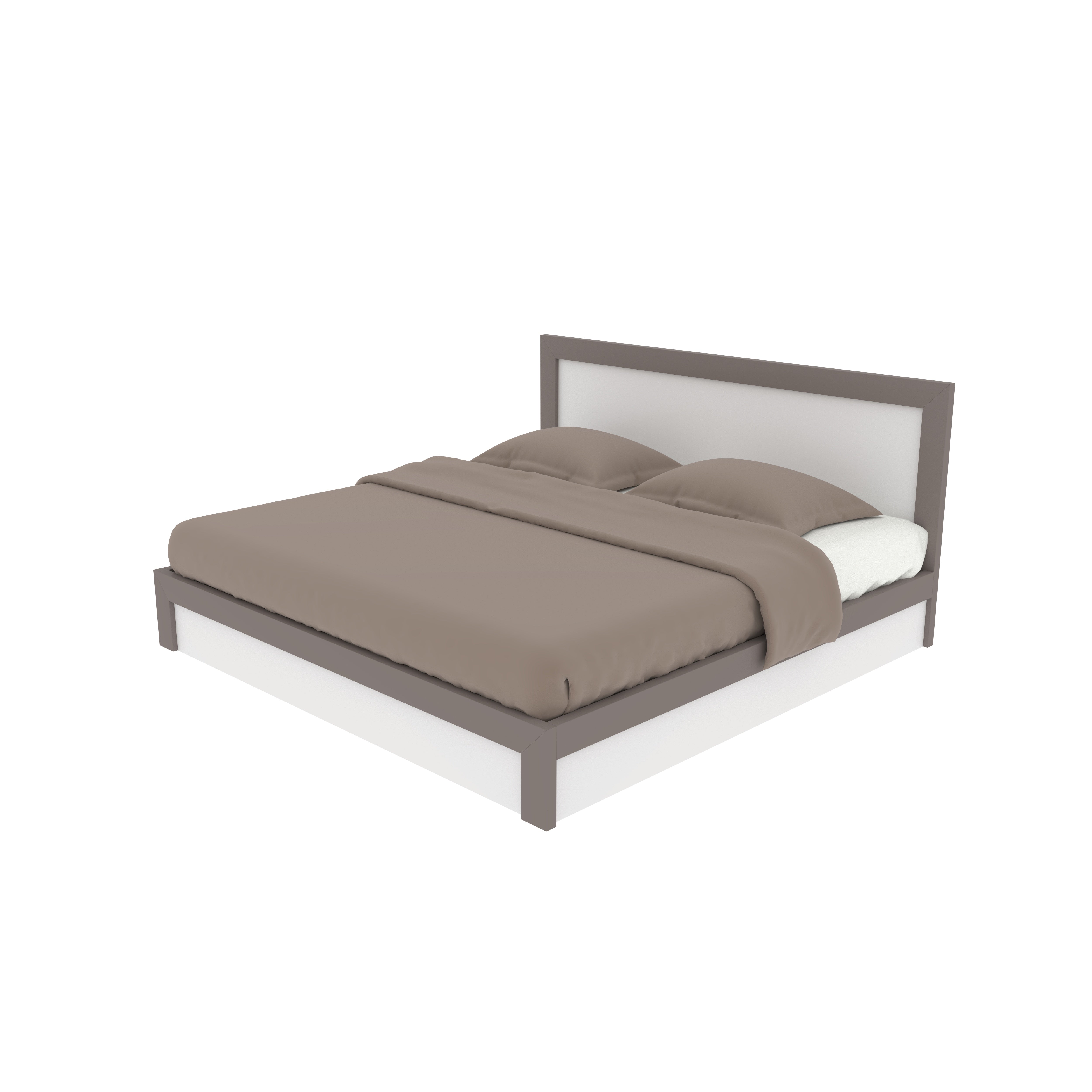 Modern King Size Bed with Cushioned Headboard Bed