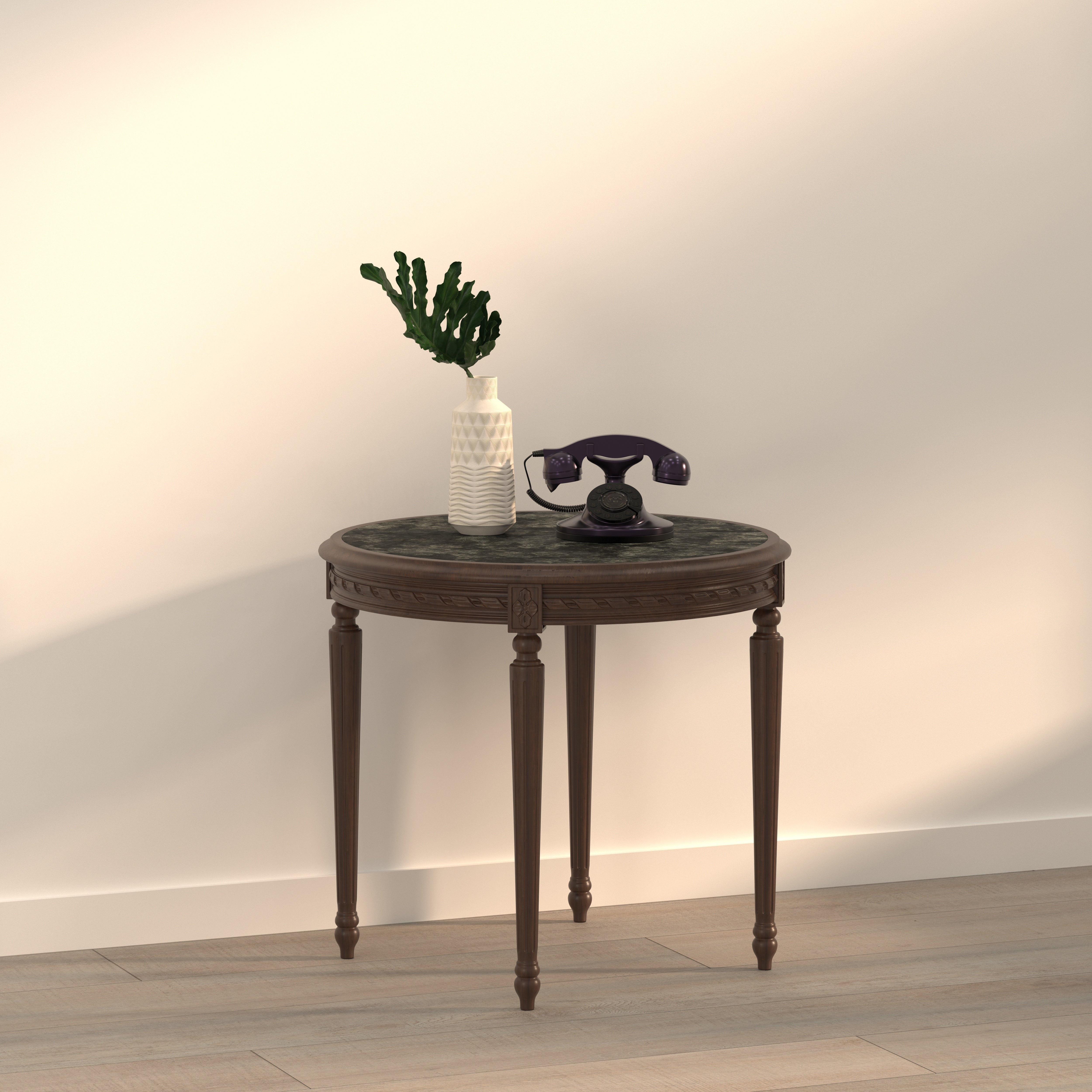Classic Round Accent Table with Decorative Detailing End Table