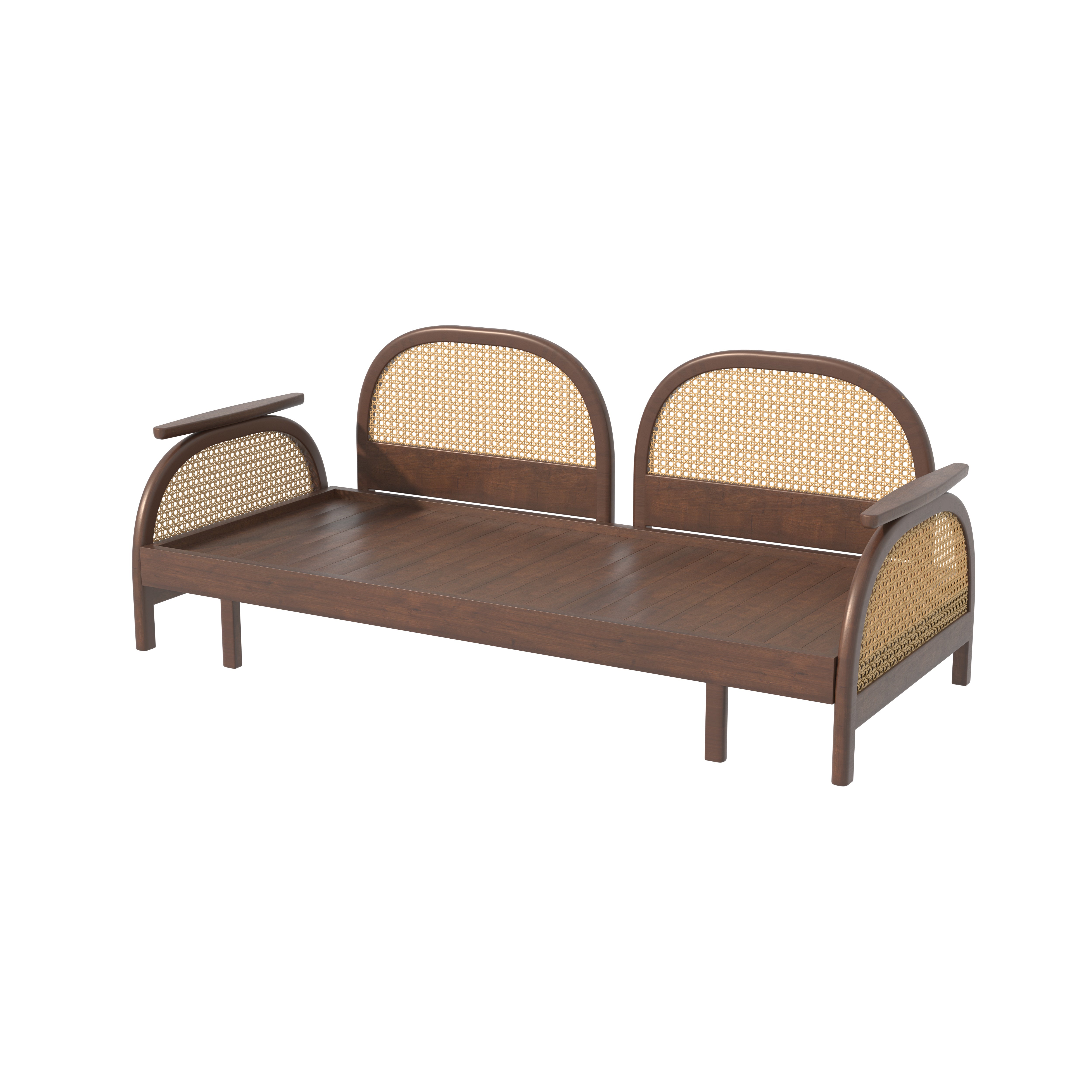Luxury Cane-Inspired Day Bed with Curved Backrests and Extended Lounging Design Sofa cum bed